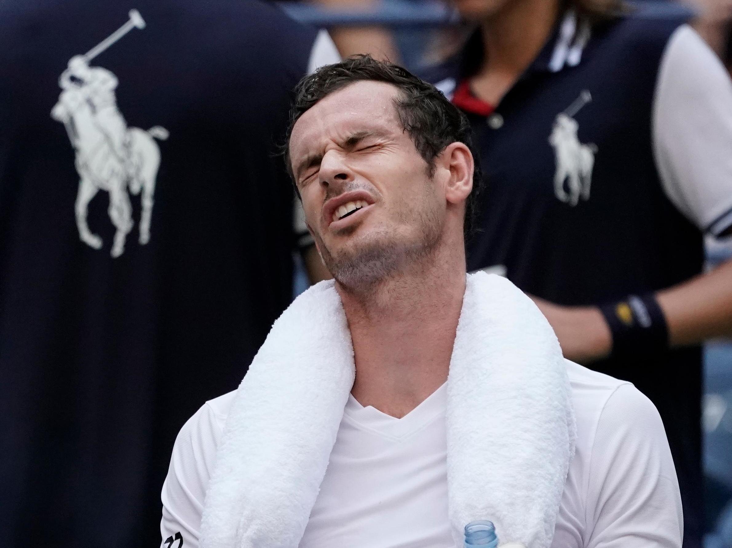 Andy Murray reacts after losing his serve (USA Today)