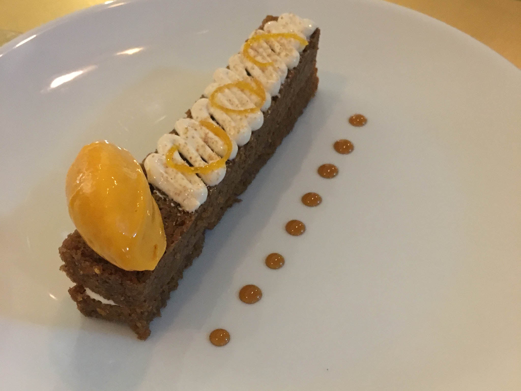 The carrot cake dessert uses a Heston-style carrot ice cream