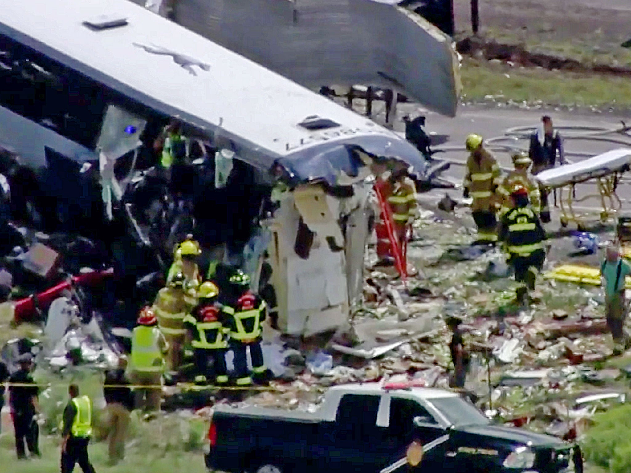 Emergency workers at the scene of the crash