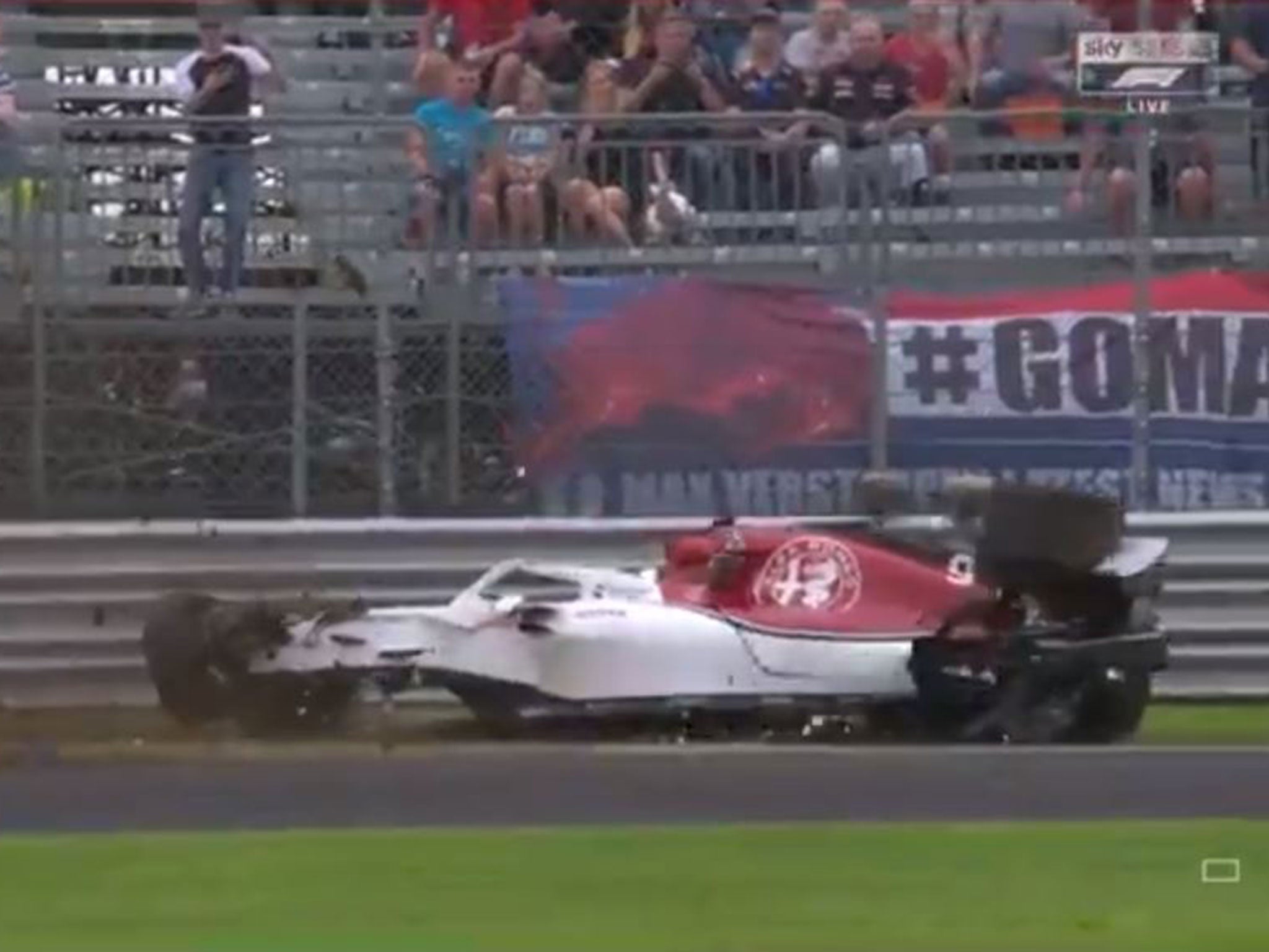 The Sauber eventually came to a rest the right-way up before Ericsson walked away apparently unhurt