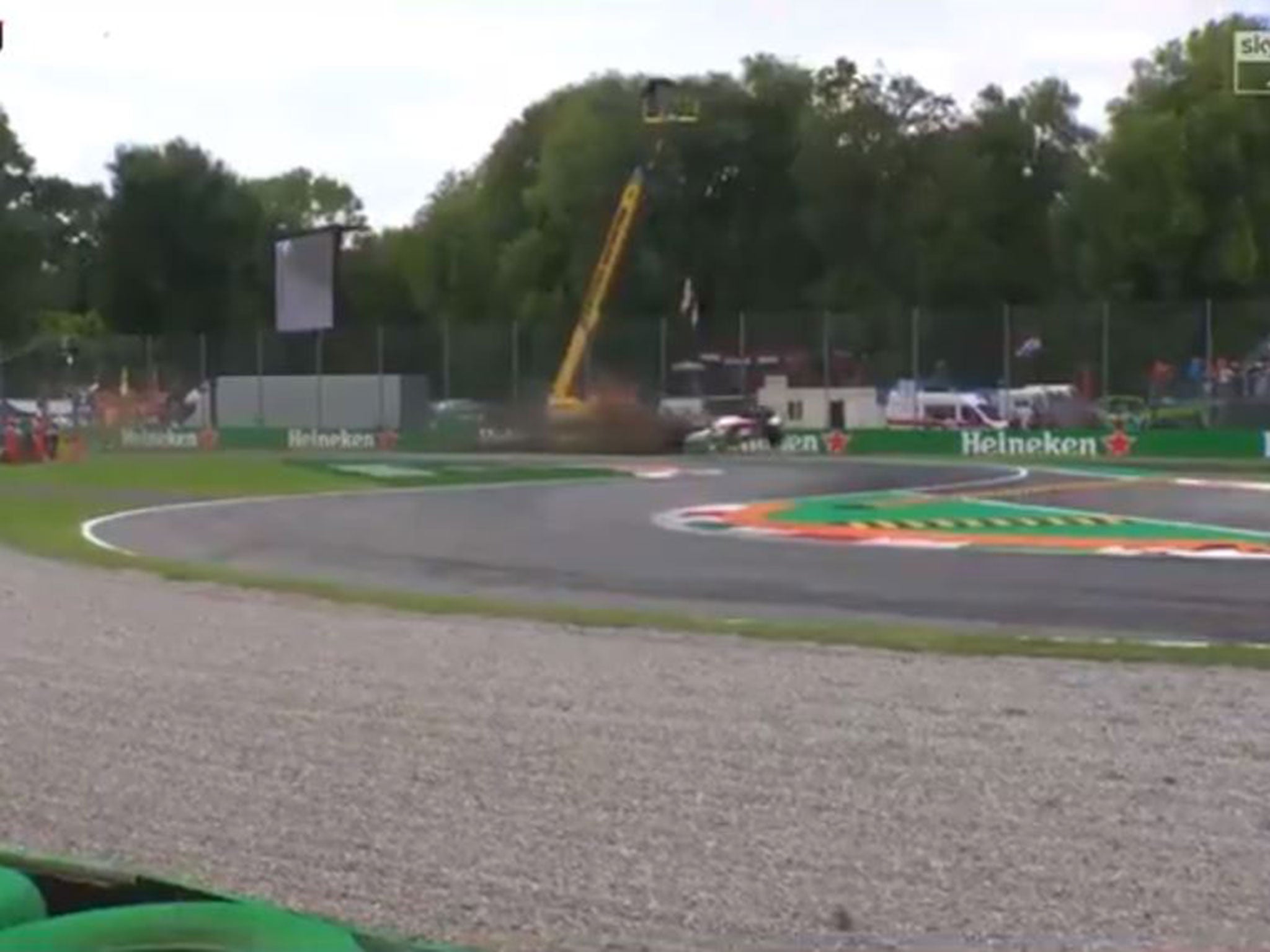 Ericsson was speared into the barrier by an apparent DRS failure