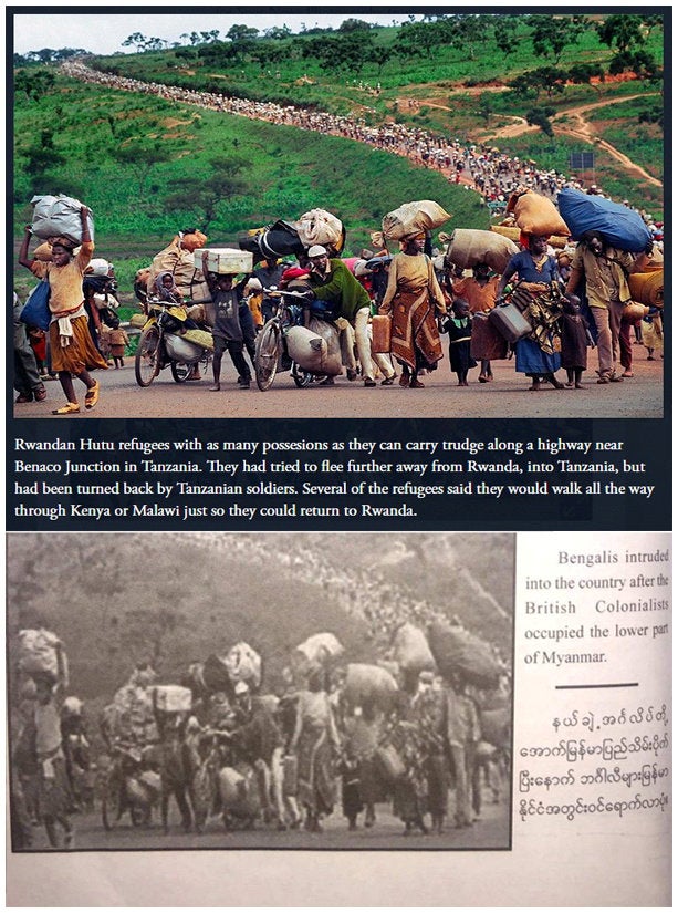 An image of Rwandan refugees in 1996 claimed to be Rohingya immigrants by the Myanmar army