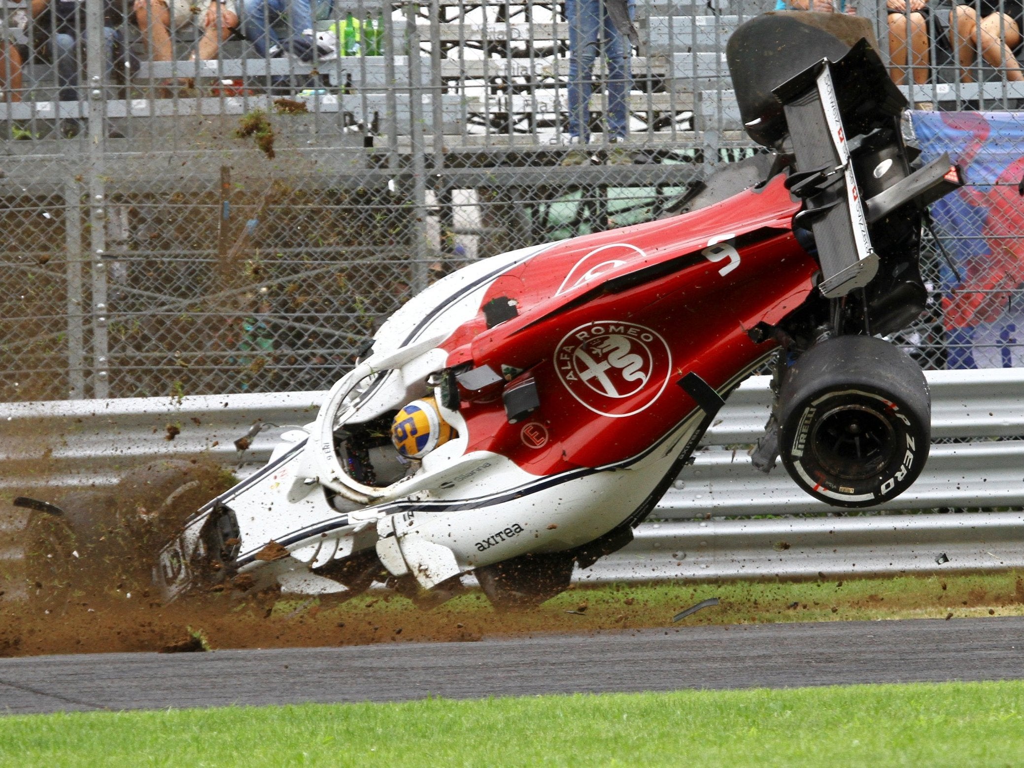 Marcus Ericsson suffered a serious crash in second practice but walked away from his wrecked Sauber