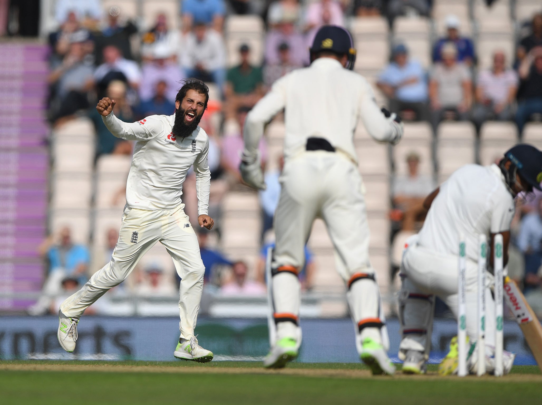 Moeen Ali celebrates after bowling Ravi Ashwin