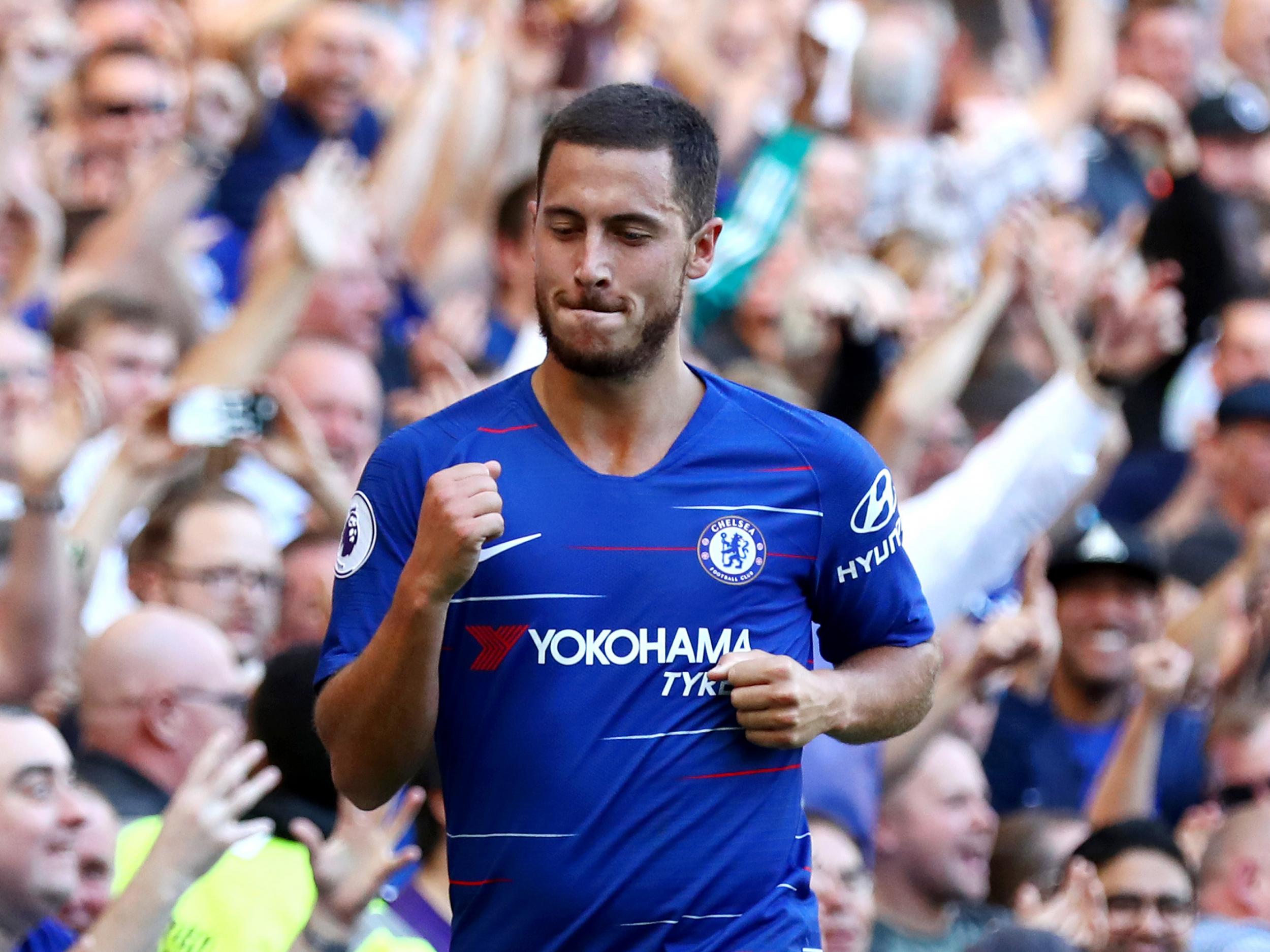 Hazard celebrates his goal against Bournemouth