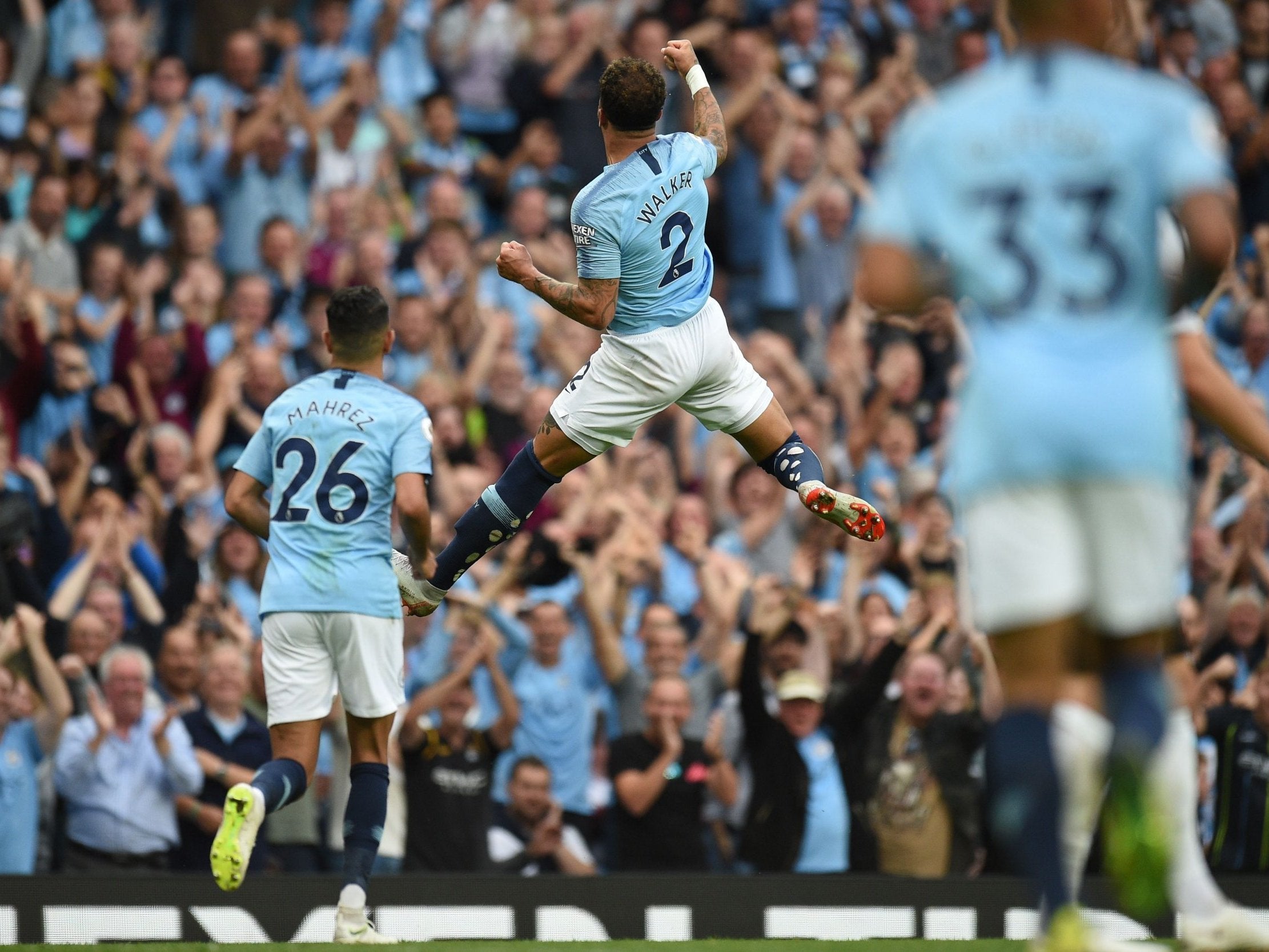 Kyle Walker celebrates his second-half strike