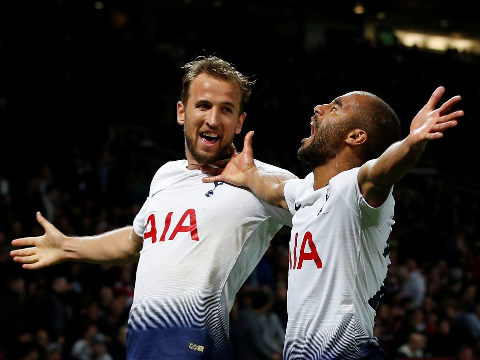 Harry Kane and Lucas Moura worked well together at Old Trafford Reuters)