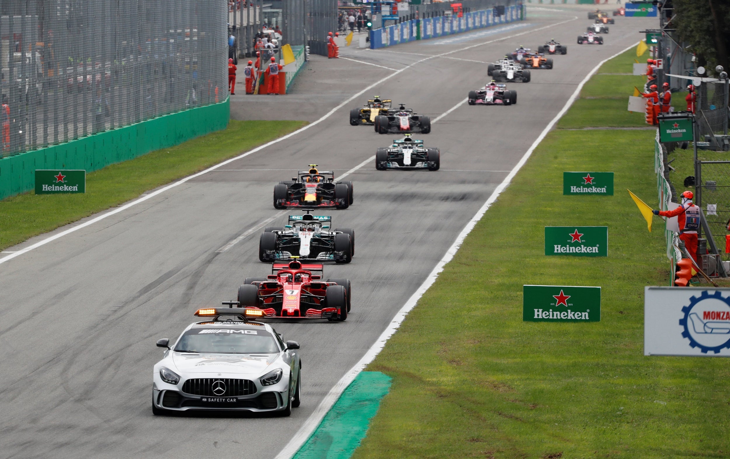 The safety car was needed after the first-lap carnage (Reuters)