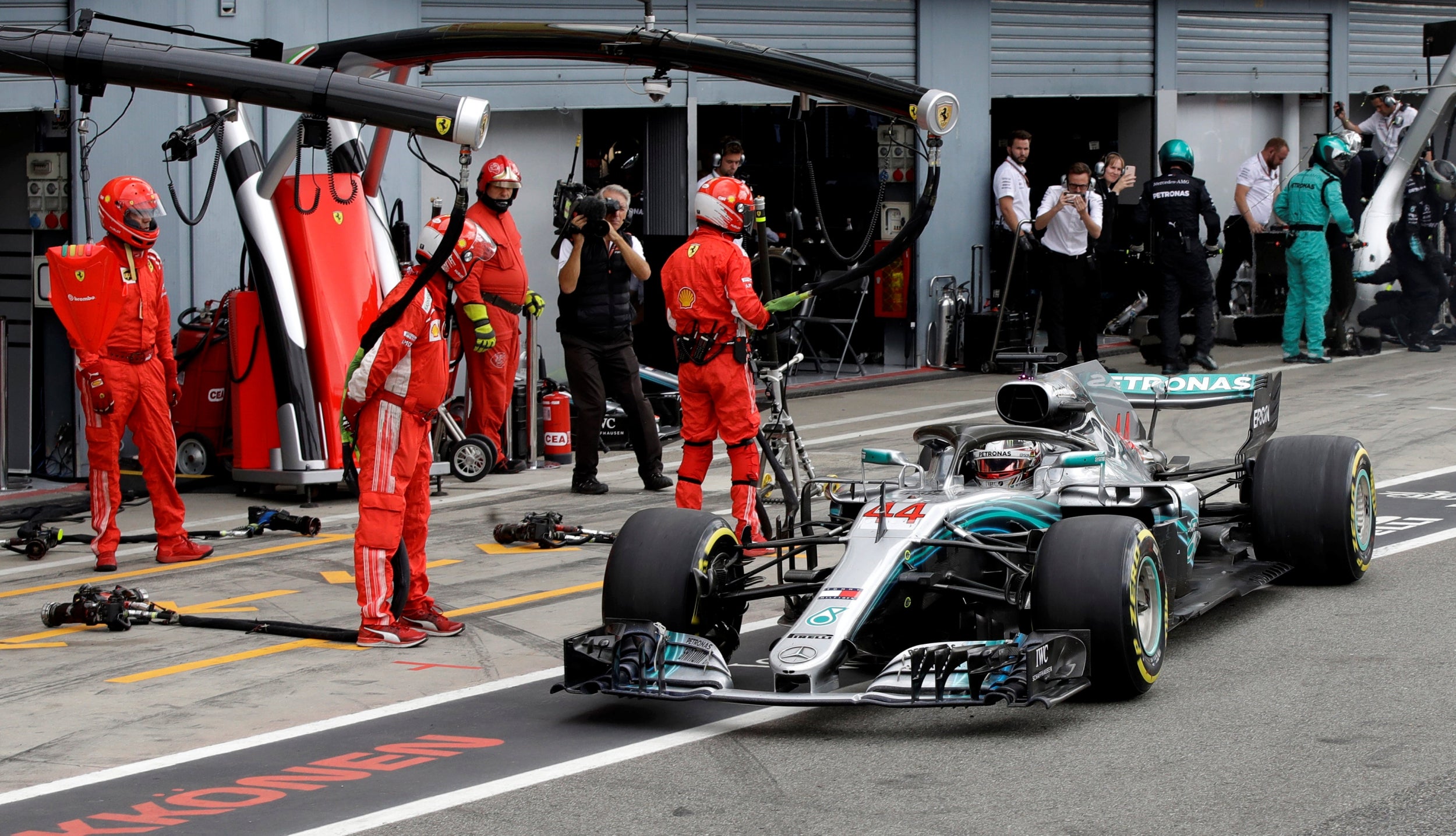 Hamilton had much fresher tyres towards the end of the race (Reuters)