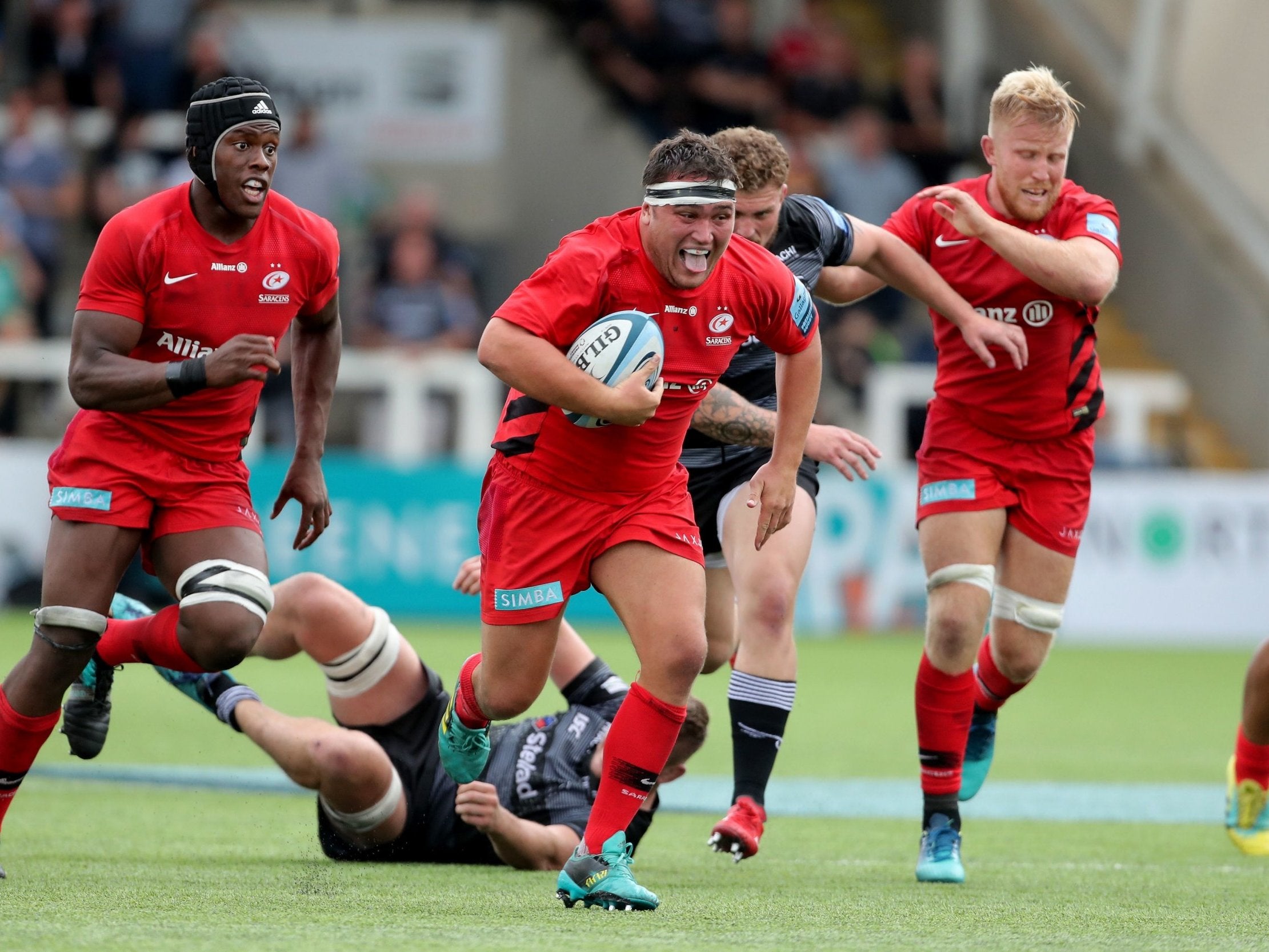 Jamie George scored one of Saracens' four tries