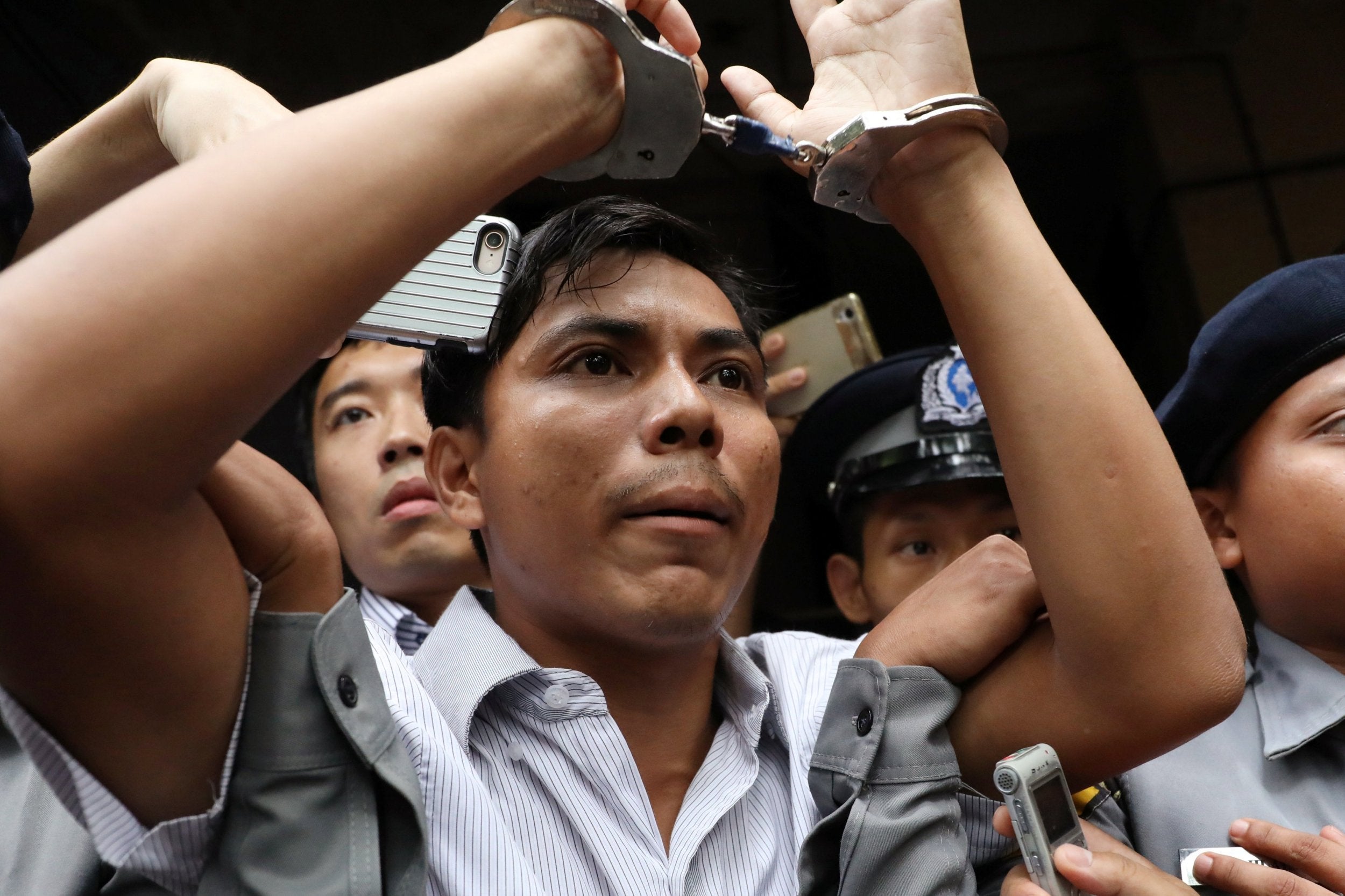 Reuters journalist Kyaw Soe Oo leaves after being sentenced in Yangon, Myanmar (Reuters)