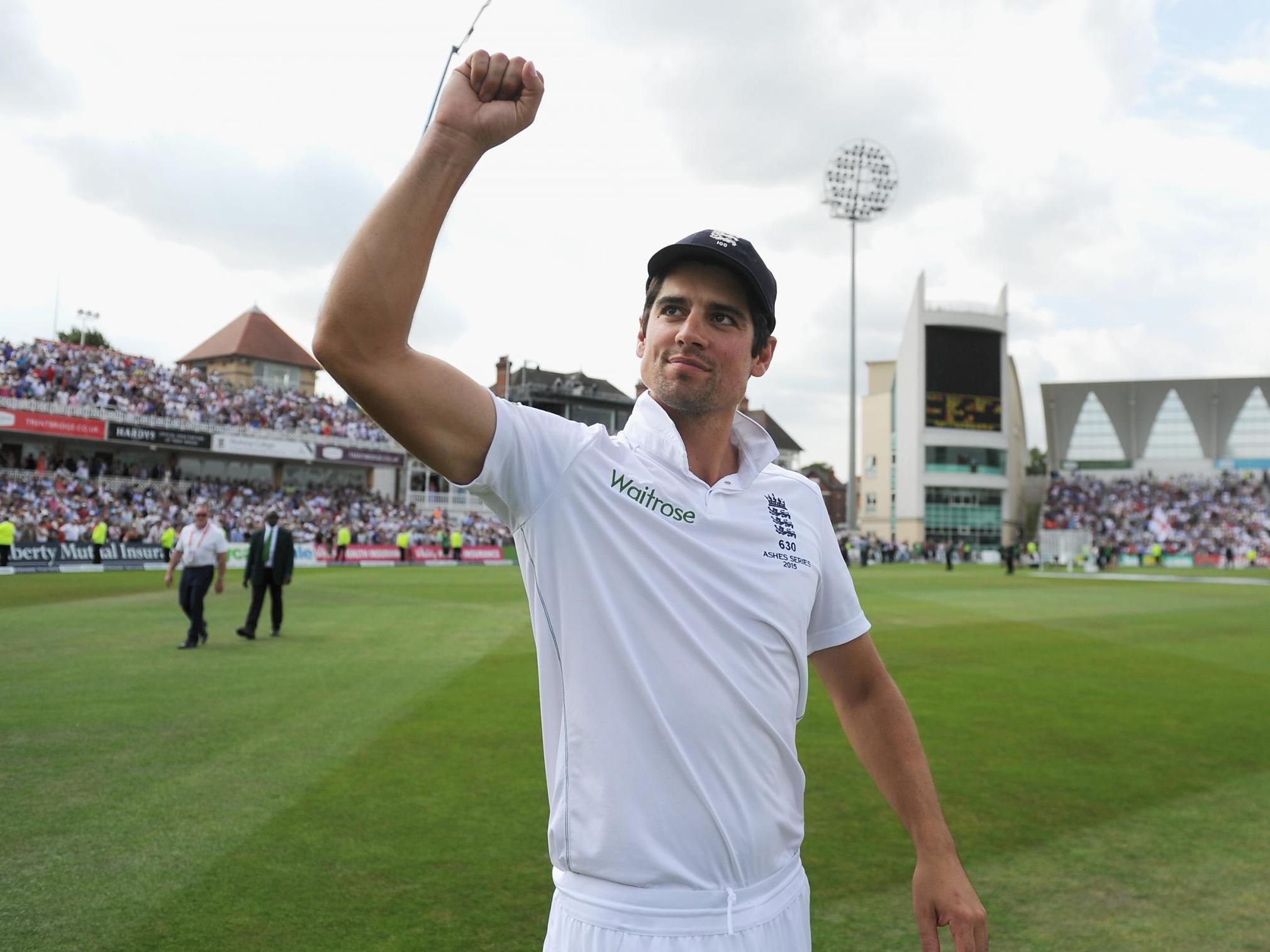 England captain Alastair Cook celebrates