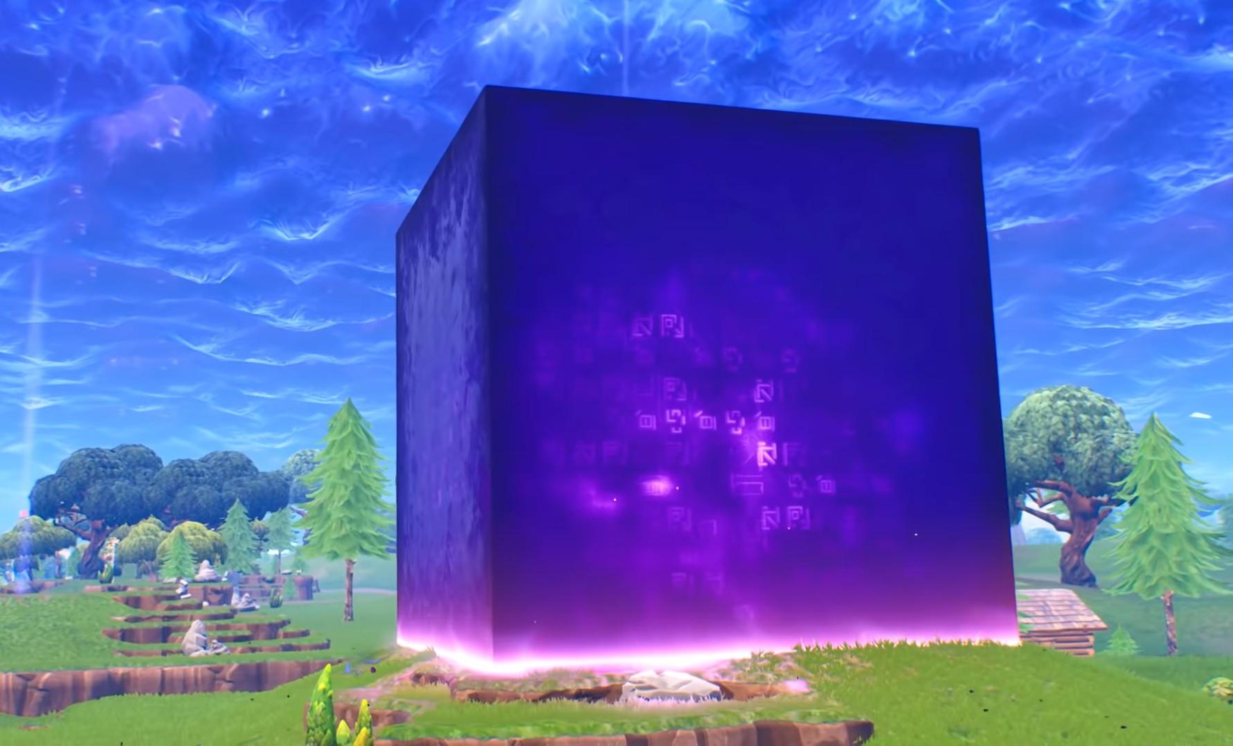 The mysterious purple cube spawned after a lightning storm