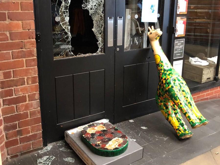 Model giraffe used to ramraid shop in Worcester