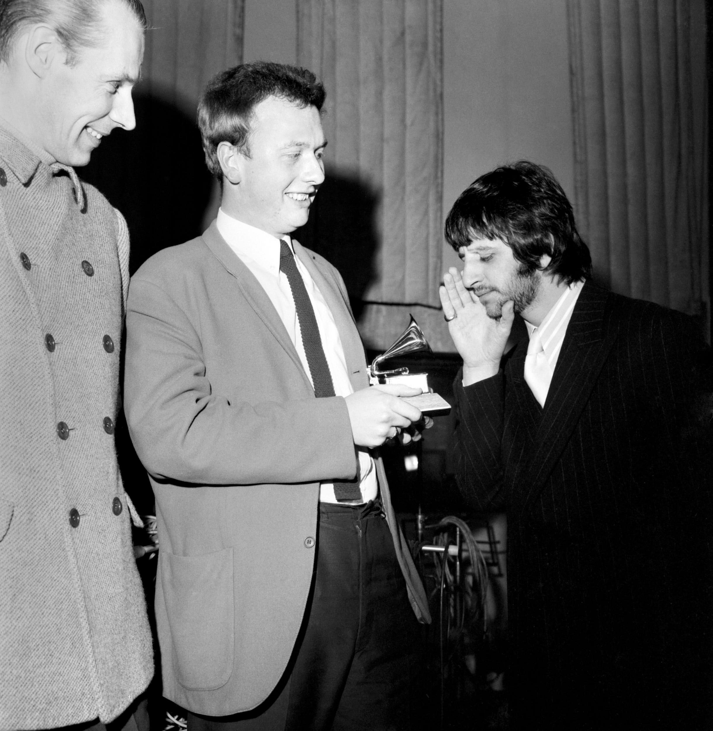 On March 6, 1968, Martin and Starr posed with Emerick (centre), who had earned a Grammy for Sgt Pepper’s