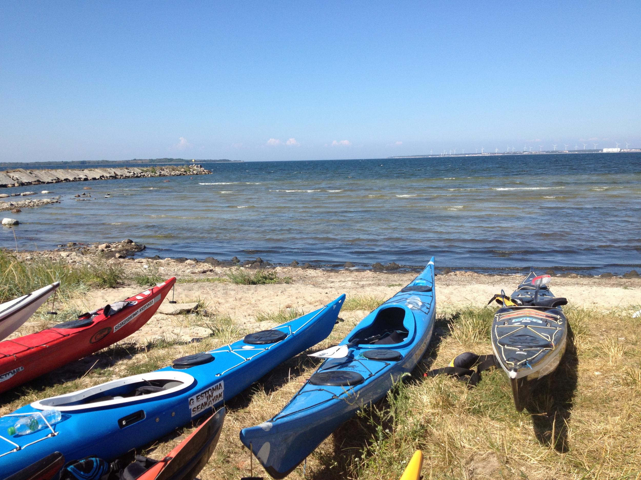 The Baltic Sea is home to kayaks...and a far-off wind farm