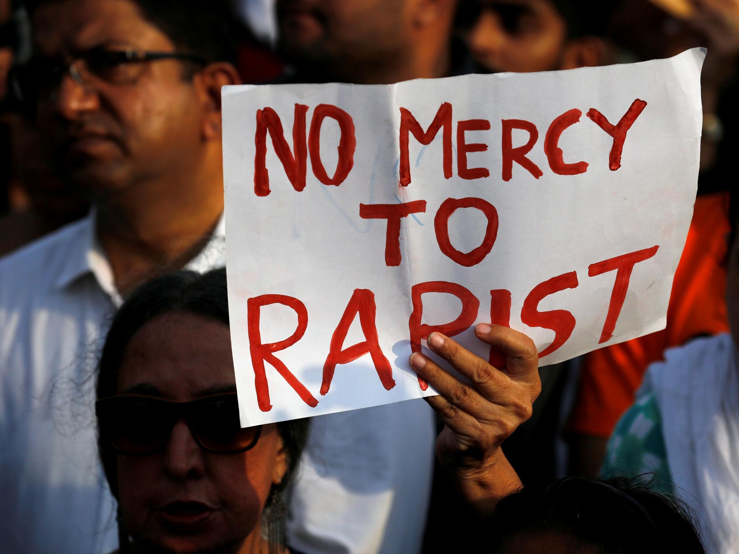 Protesters at a demonstration in April following a string of child rapes in India