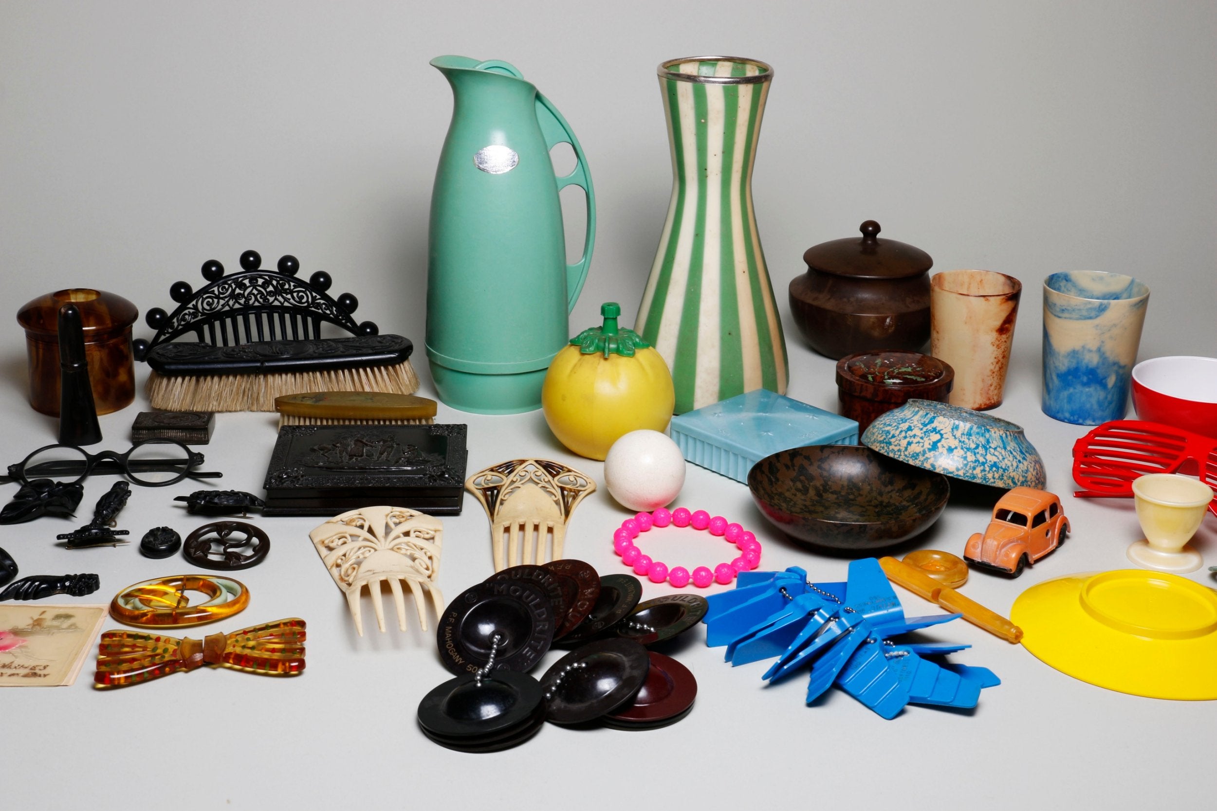 Plastic fantastic: a selection of items donated to the Getty Conservation Institute (J Paul Getty Trust)