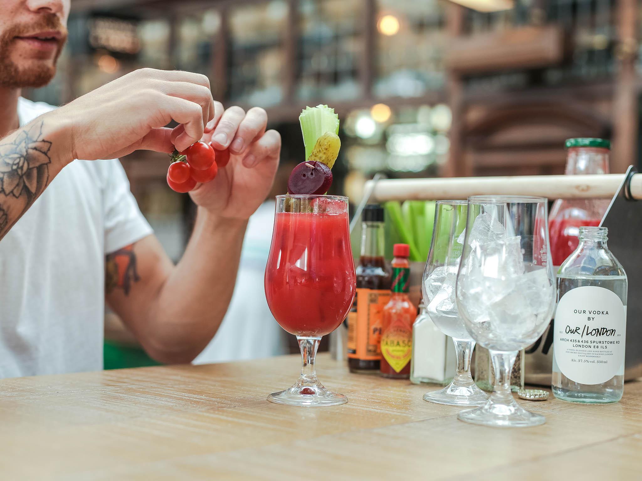 The bar serves cocktails, including DIY bloody mary’s and fruit smoothies (Market Halls)