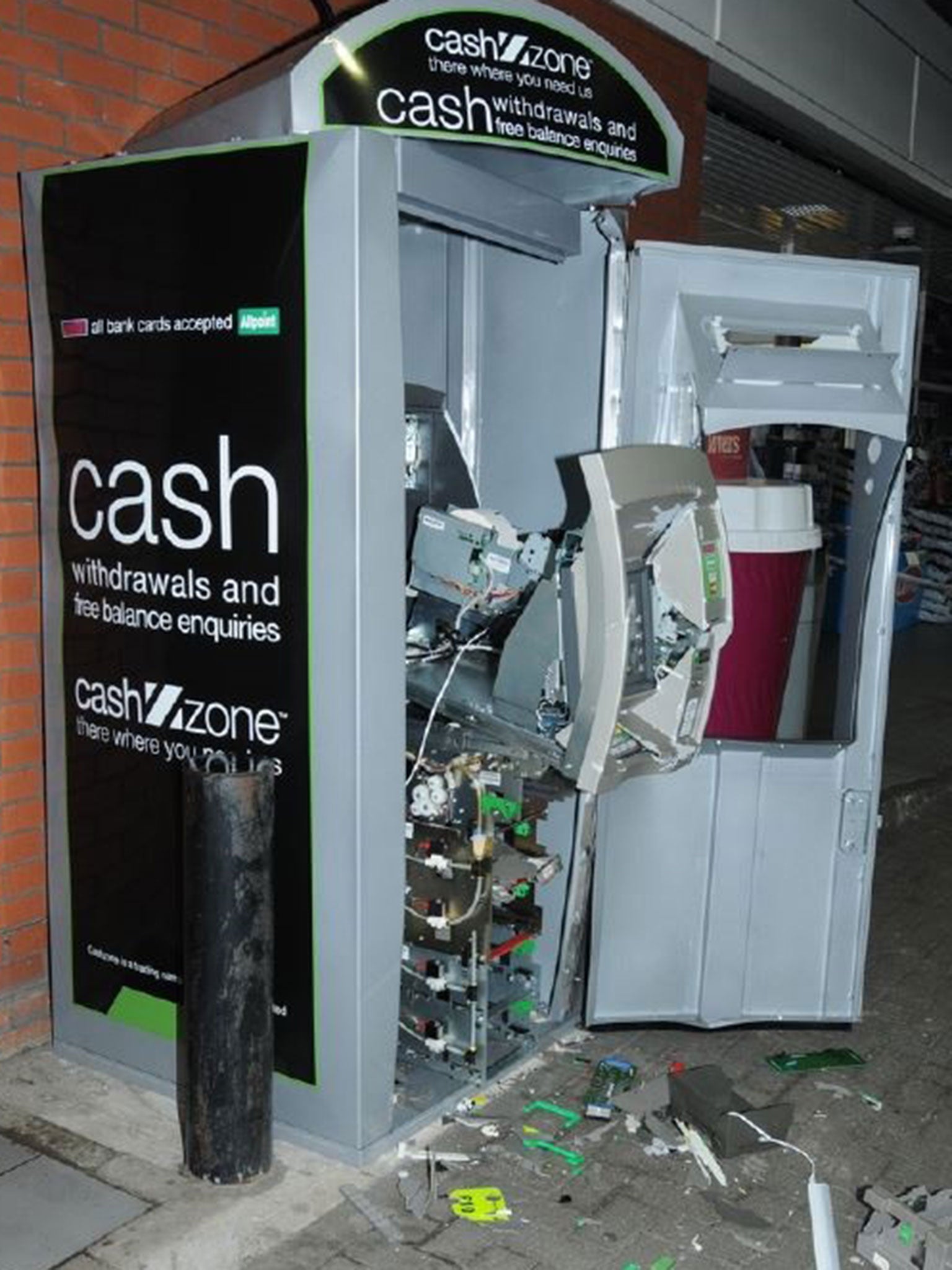 A cash machine targeted by the gang using explosives in Buckinghamshire in 2017