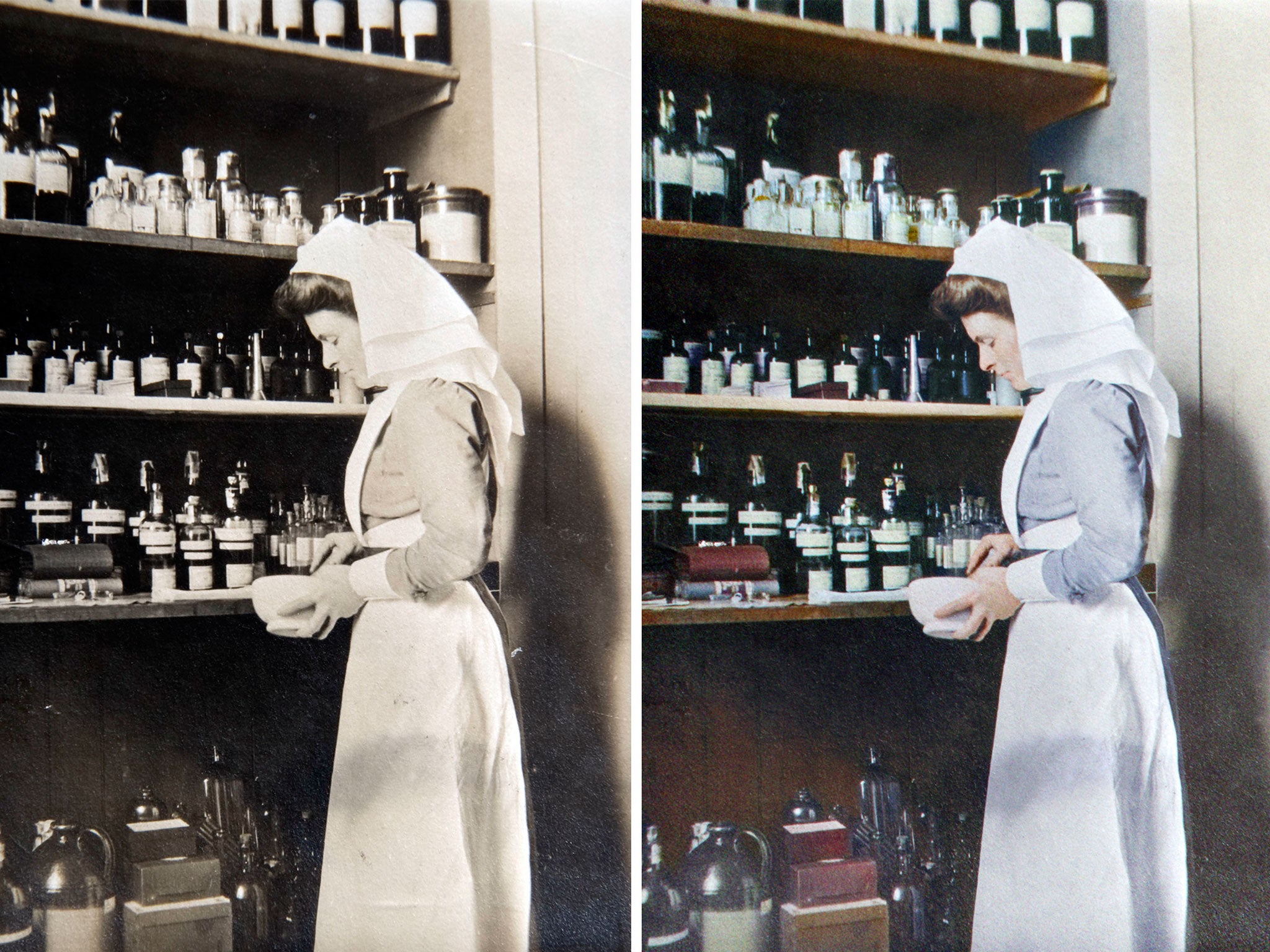 Digital colourists have brought photos of the hospital to life