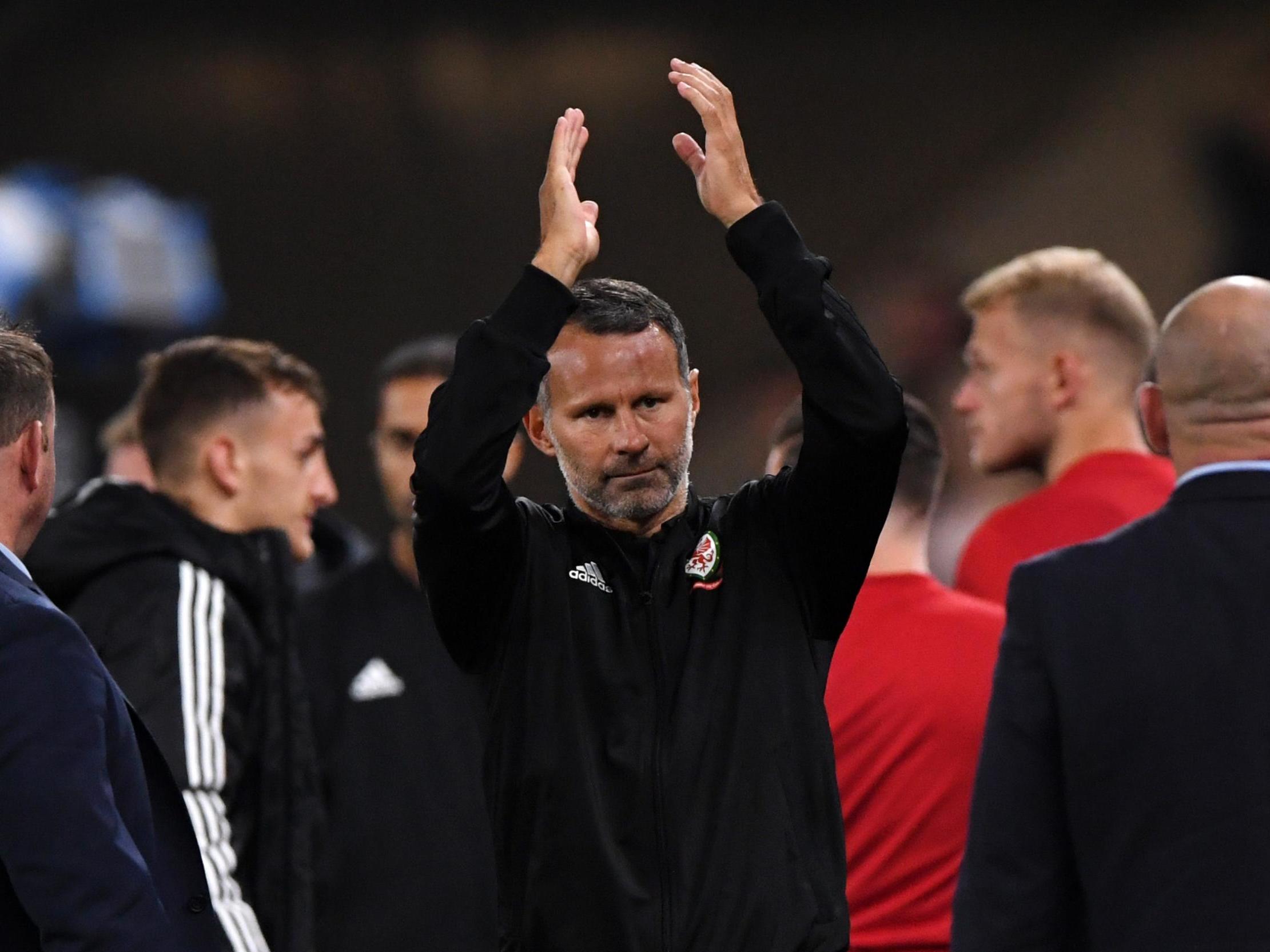 Ryan Giggs acknowledges the fans after Wales' 4-1 win