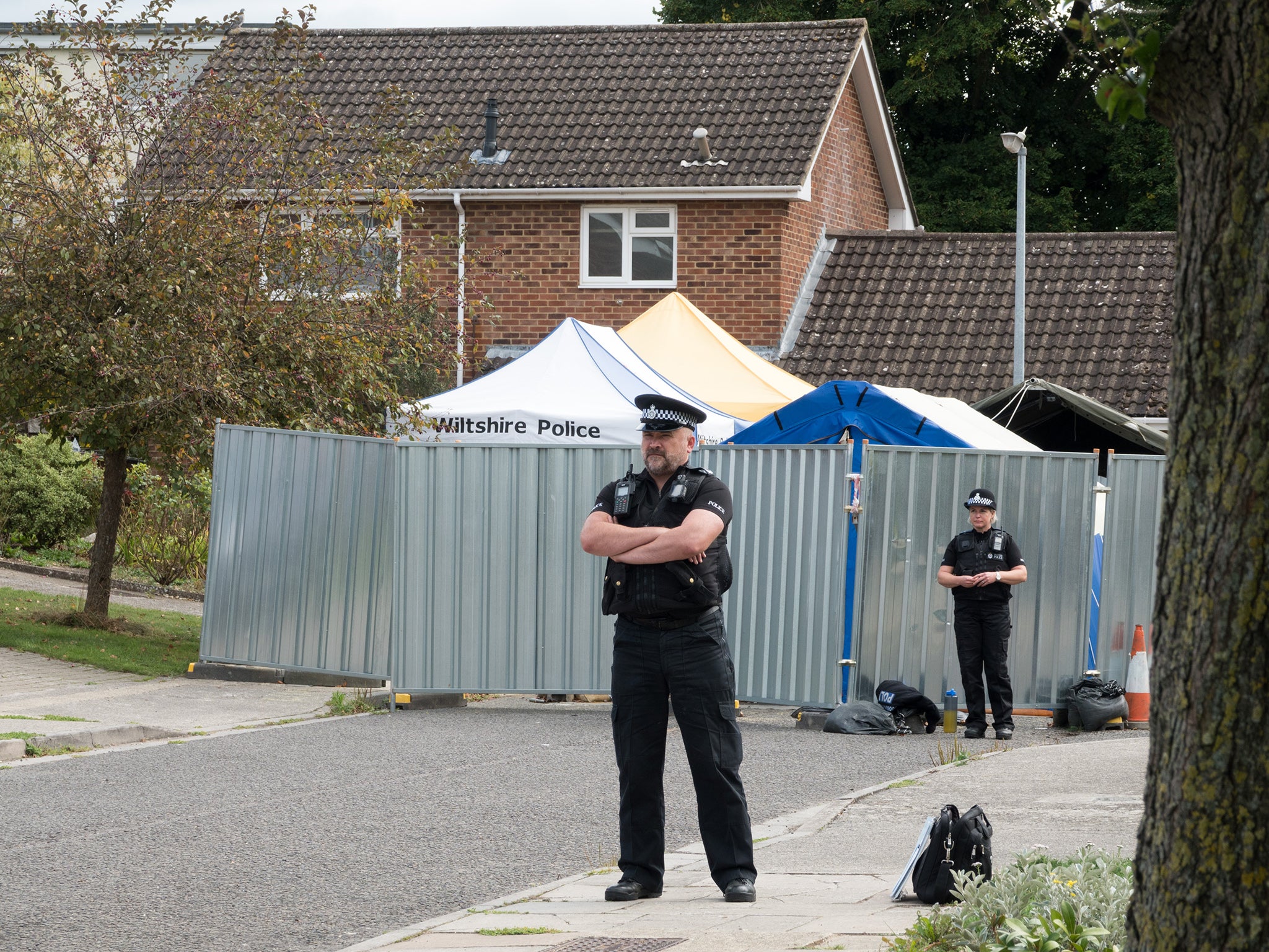 Police outside Sergei Skripal's house in Salisbury