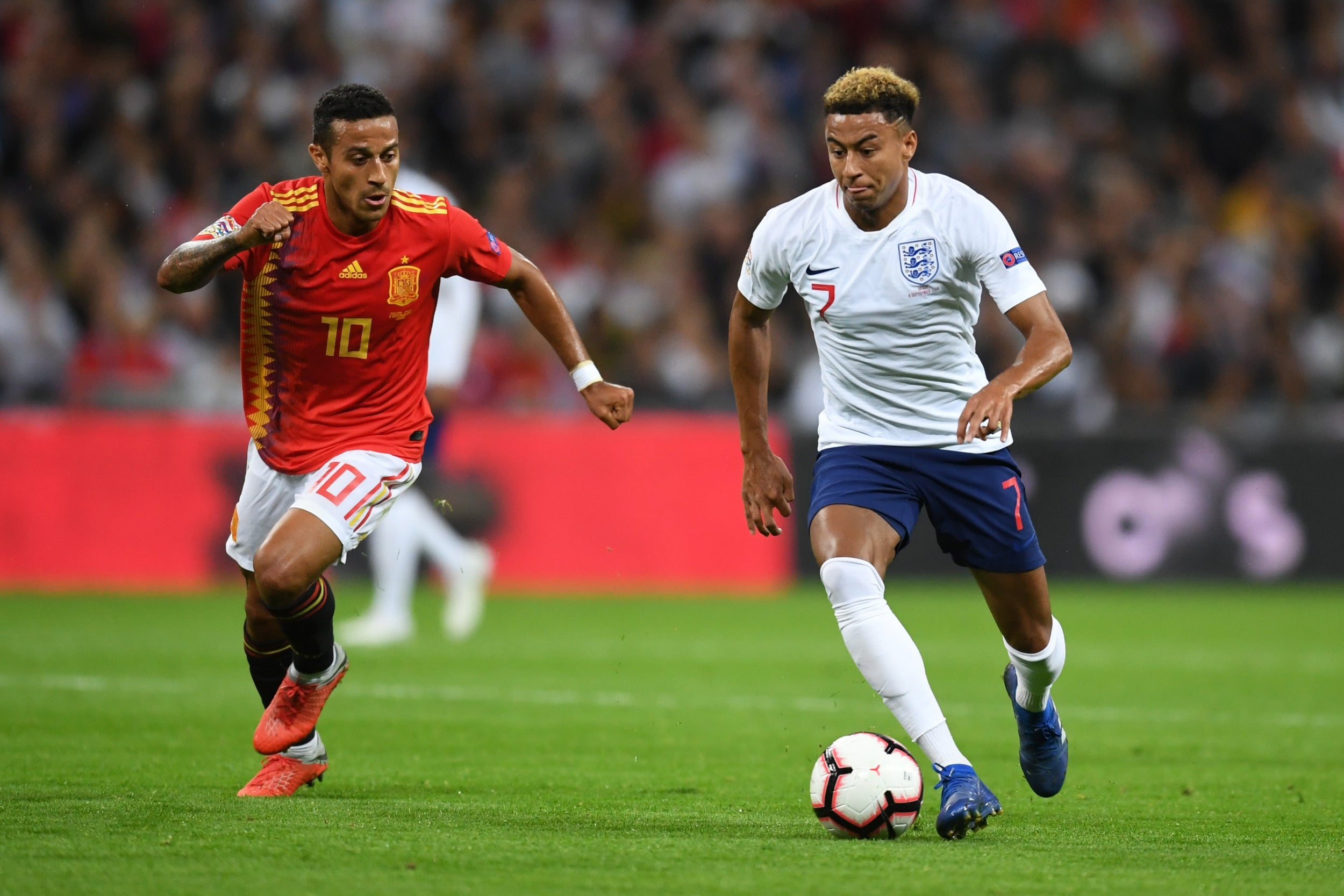 Jesse Lingard in action for England