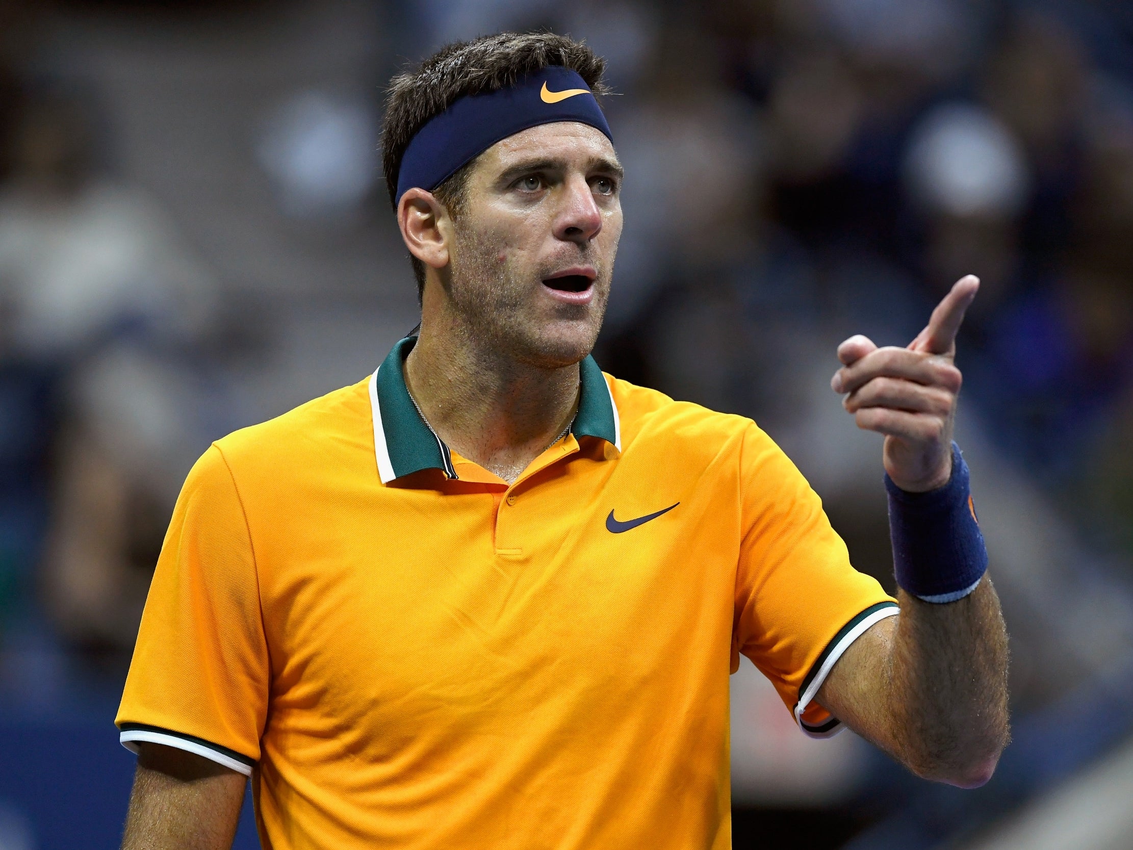 Del Potro was struggling to match Djokovic and faded in the third set (Getty )