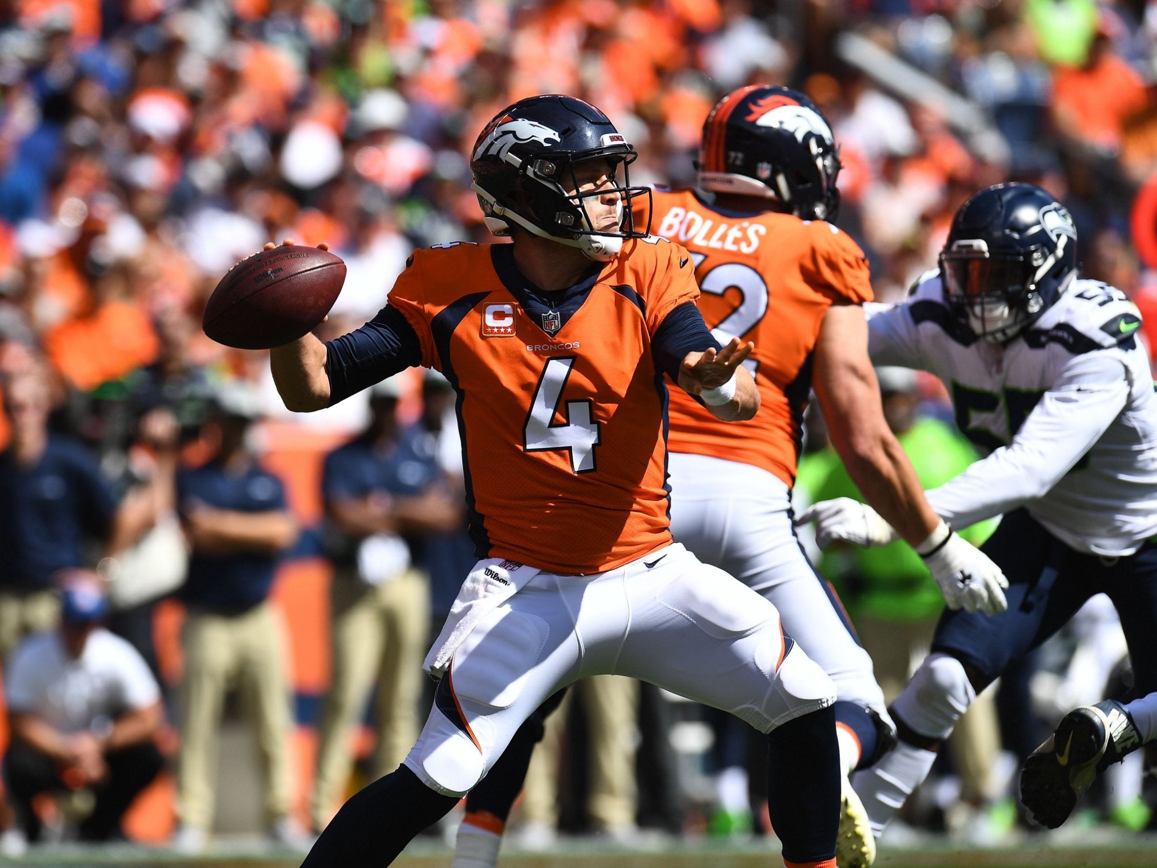 Case Keenum struggled on his debut with three interceptions but the Denver Broncos still beat the Seattle Seahawks