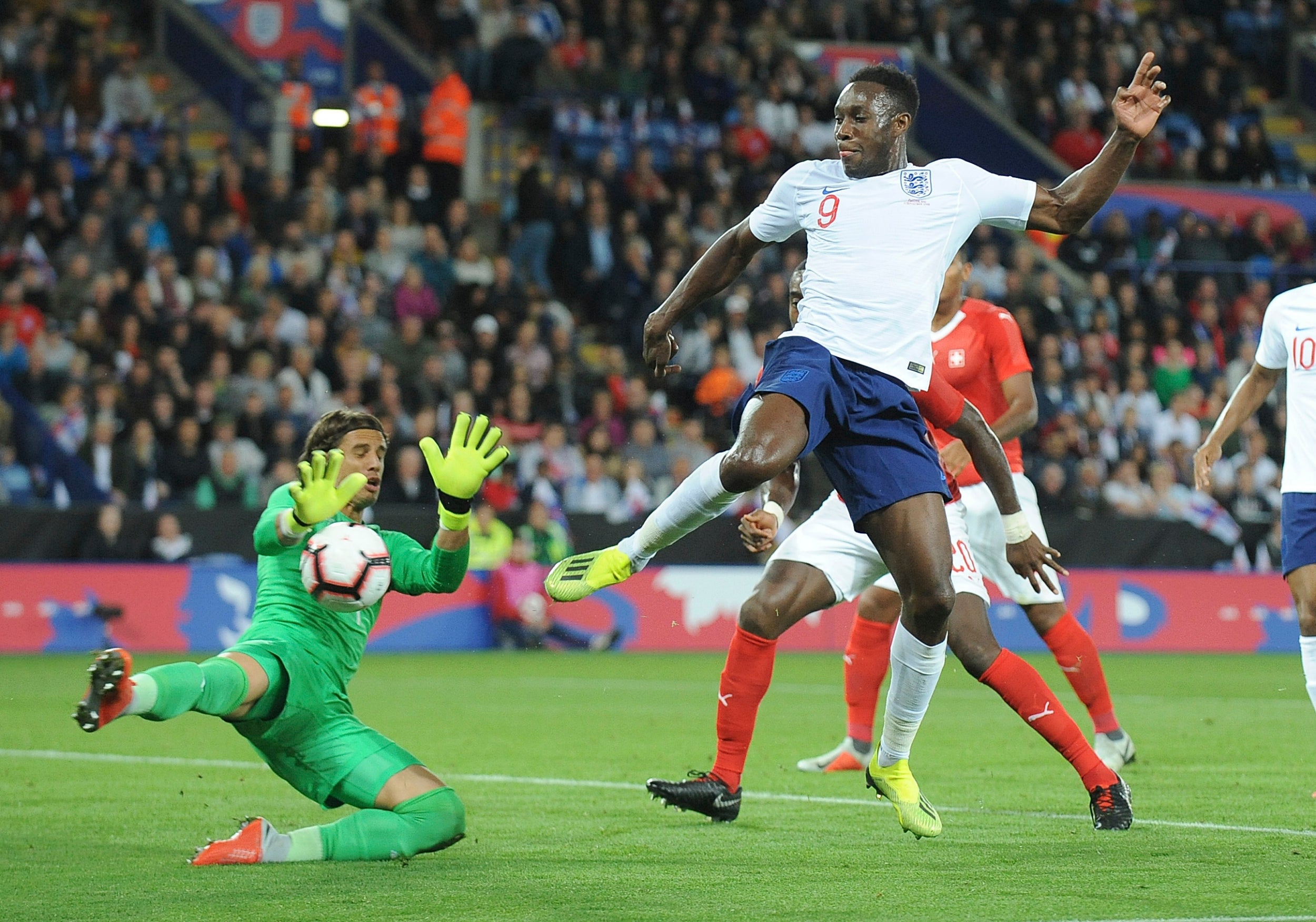 Danny Welbeck with a chance on goal for the hosts