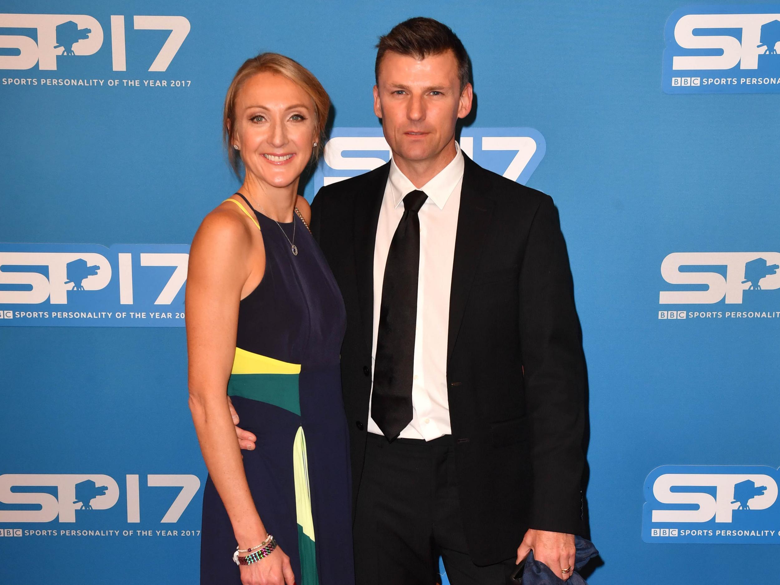 Radcliffe and husband Gary Lough arrive at the BBC Sports Personality of the Year awards