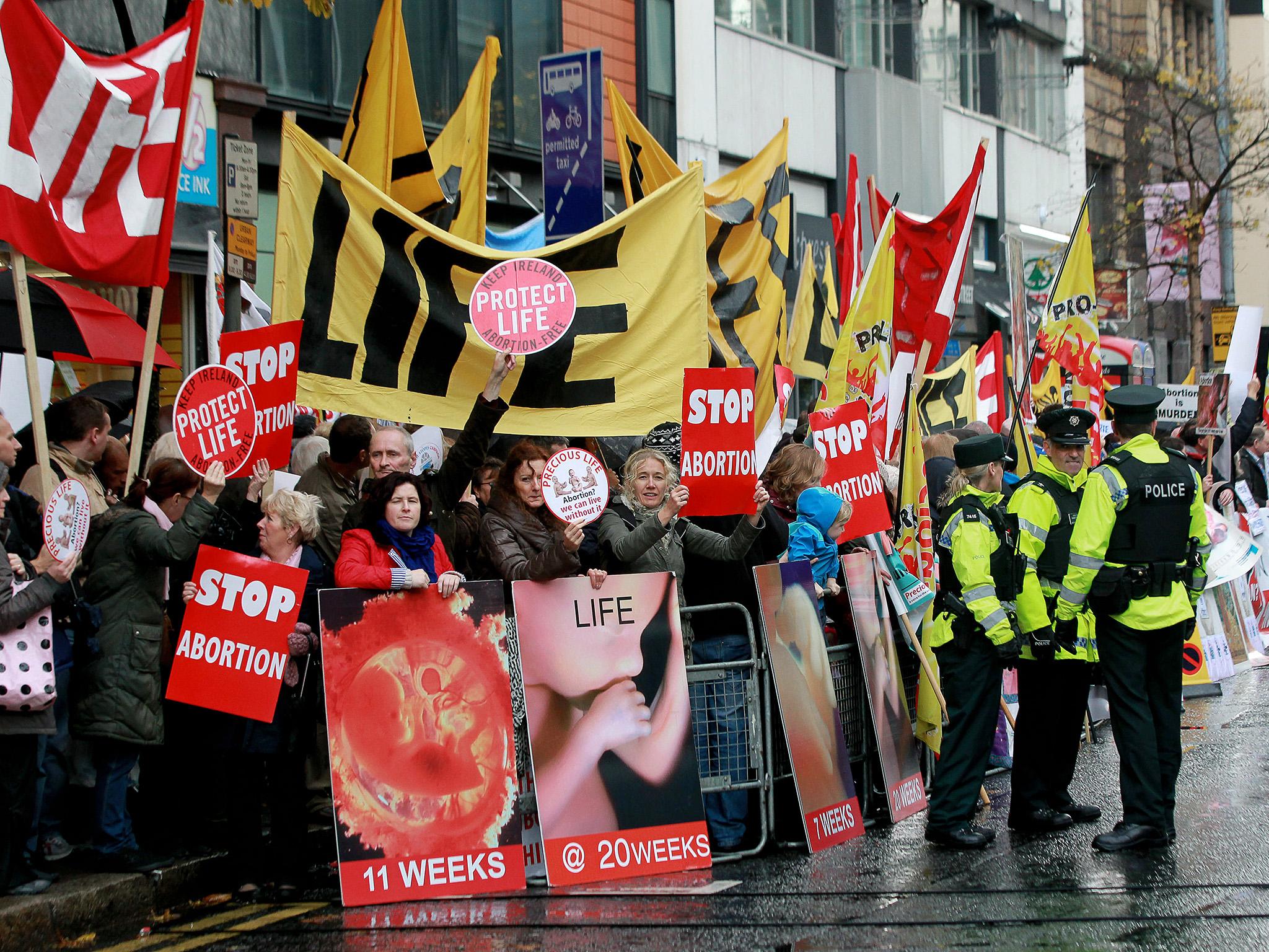 A protest outside a Marie Stopes clinic in Belfast