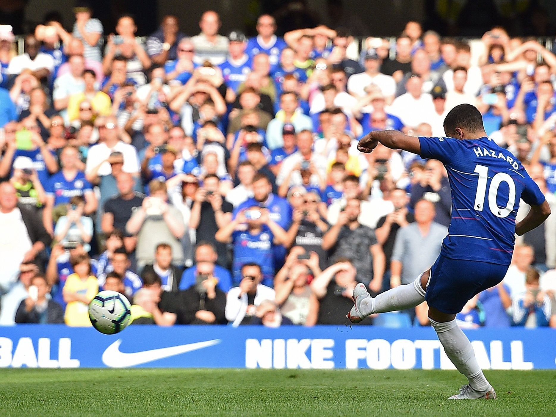 Eden Hazard seals his hat-trick from the penalty spot