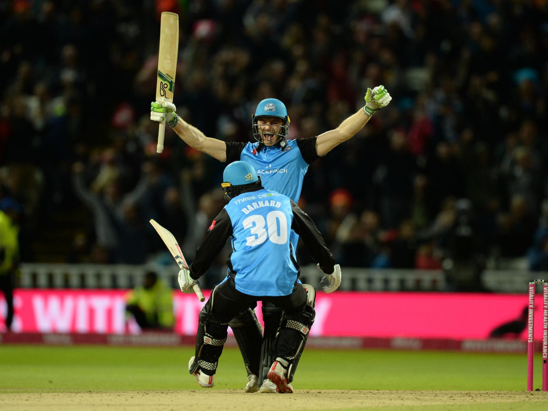 Ben Cox and Ed Barnard celebrate after securing victory