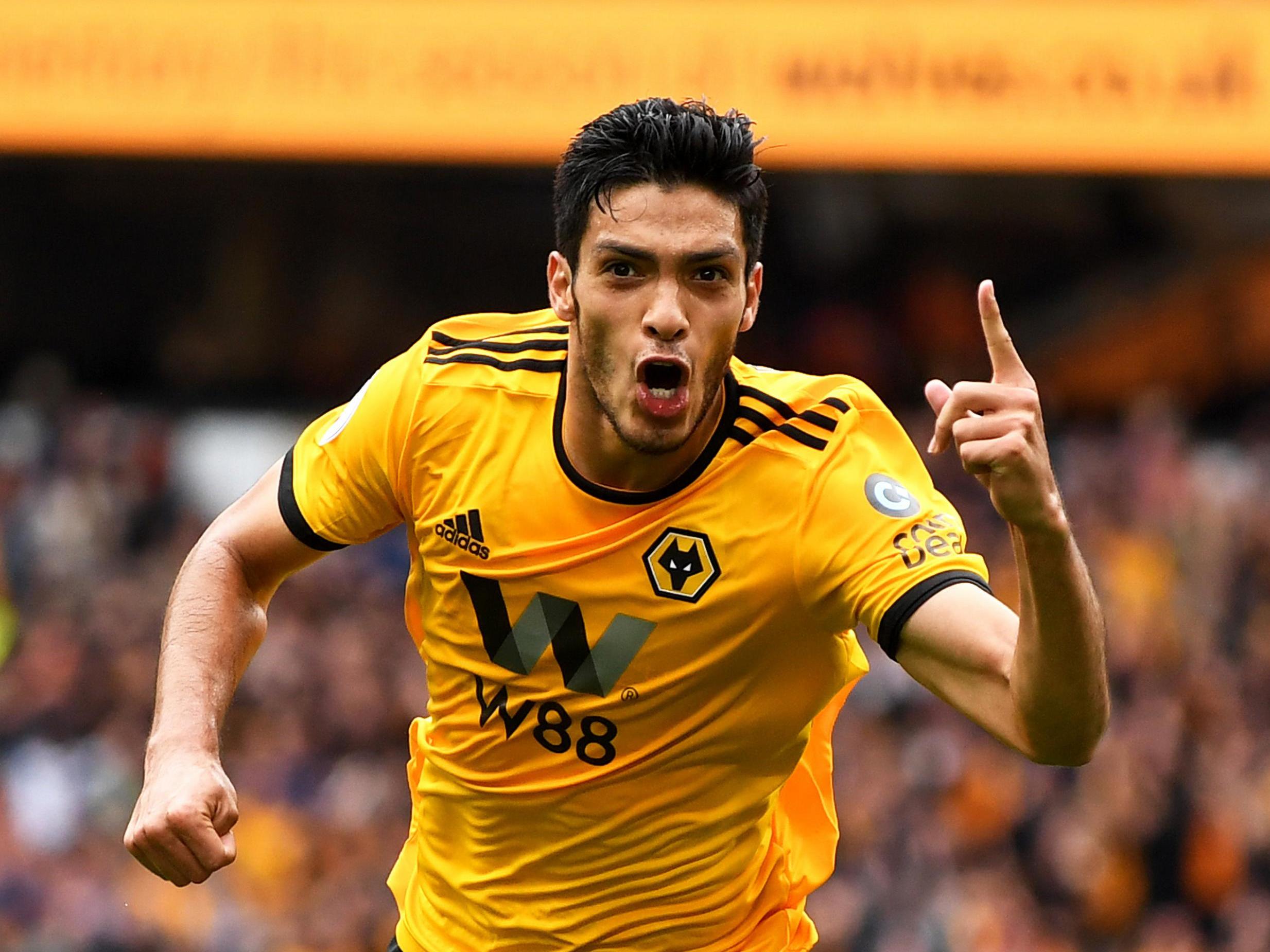 Raul Jimenez celebrates his second-half strike