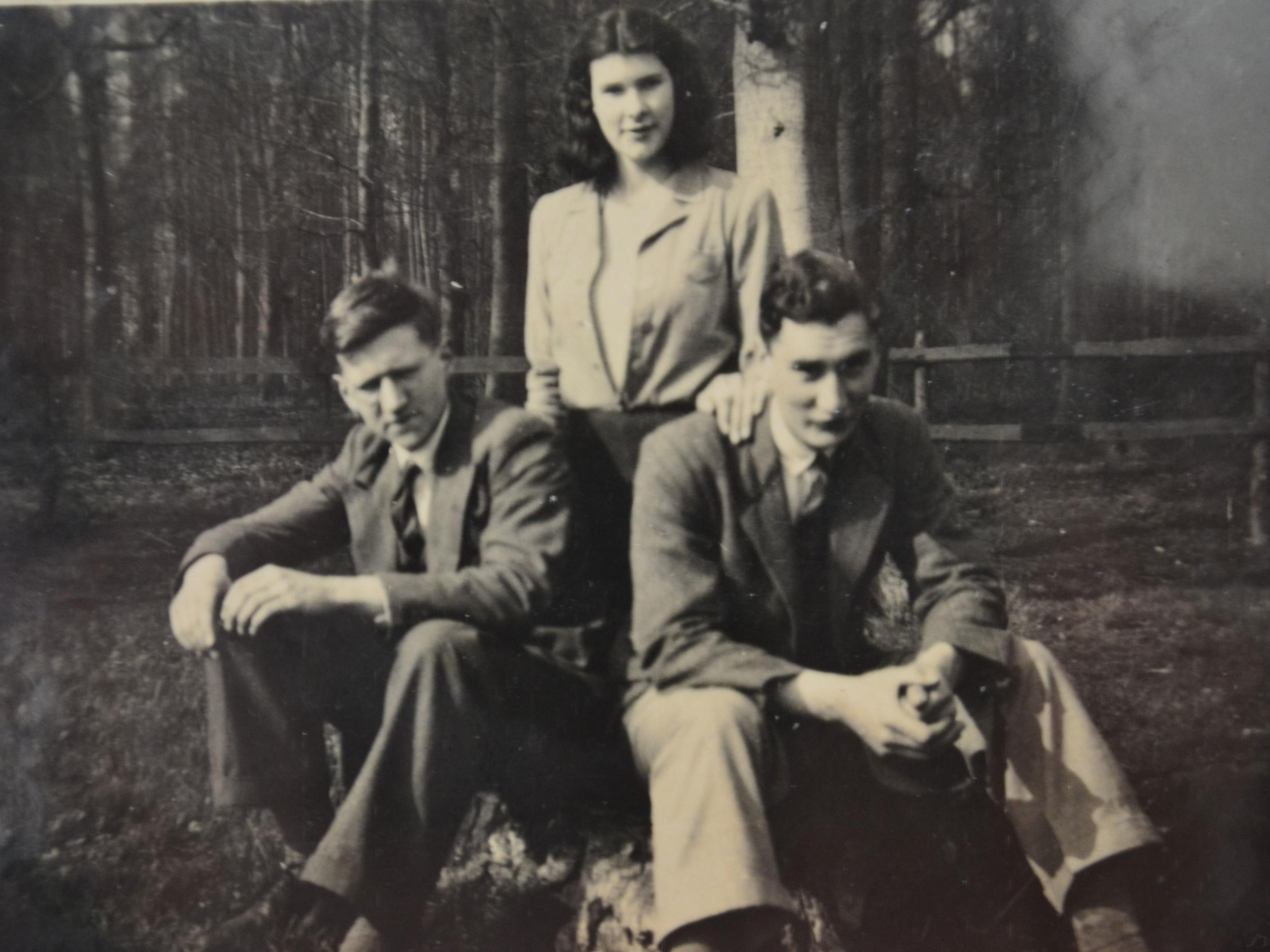 Denny with Rod (right) and his friend Bertie Haddon on their last leave before shipping to India for officer training