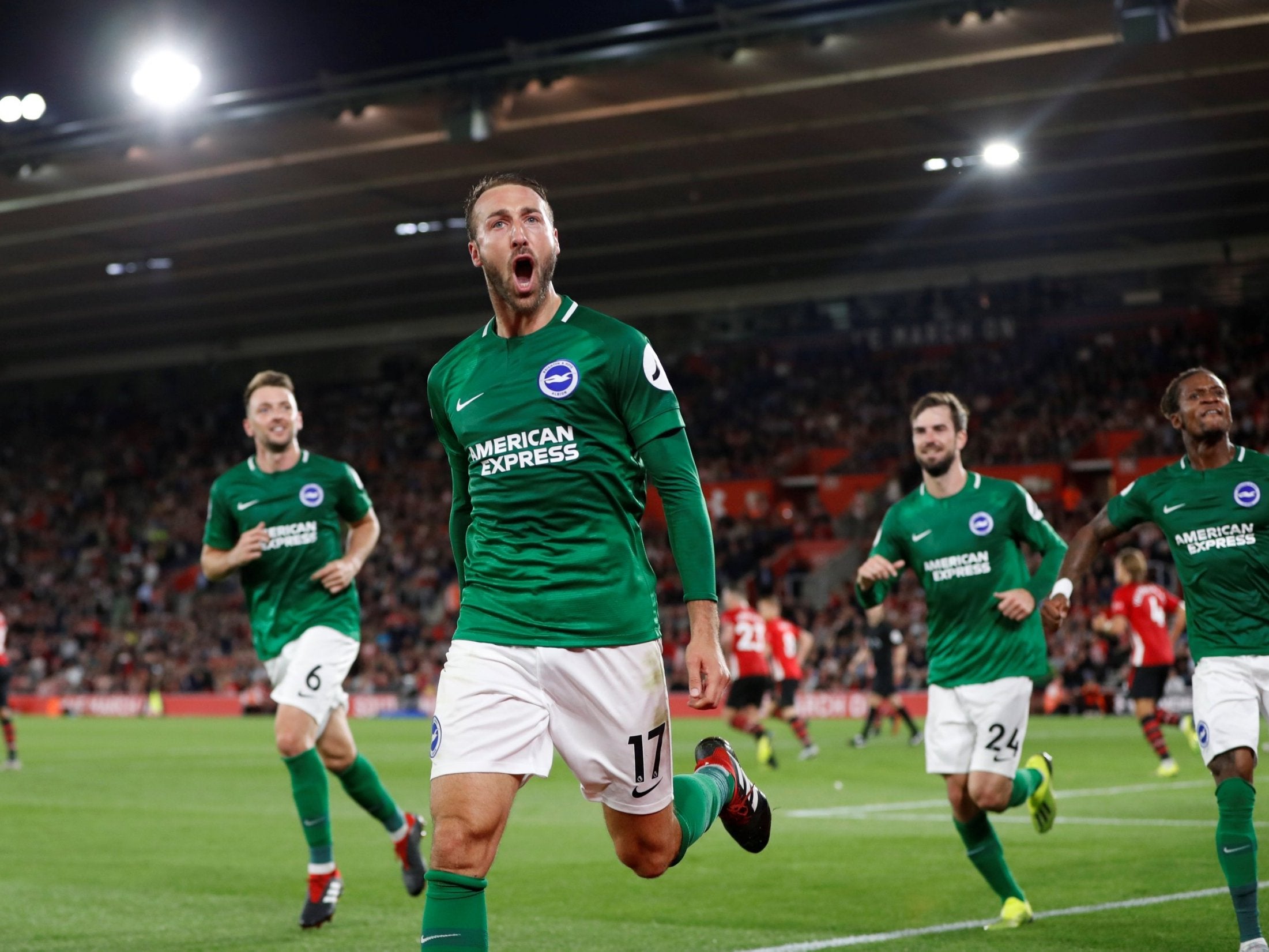 Glenn Murray celebrates scoring Brighton's equaliser