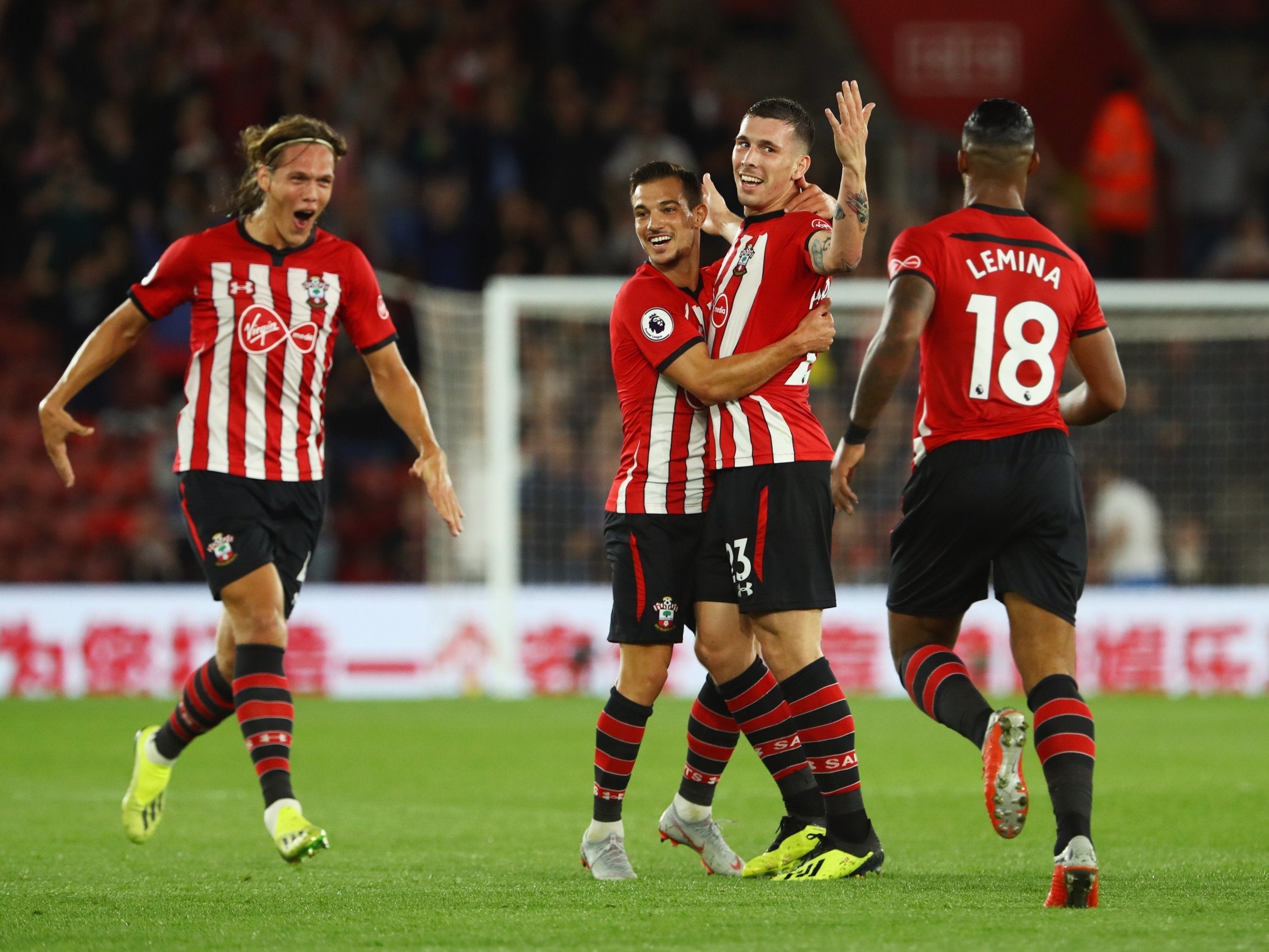 Pierre-Emile Hojbjerg celebrates his long-range strike