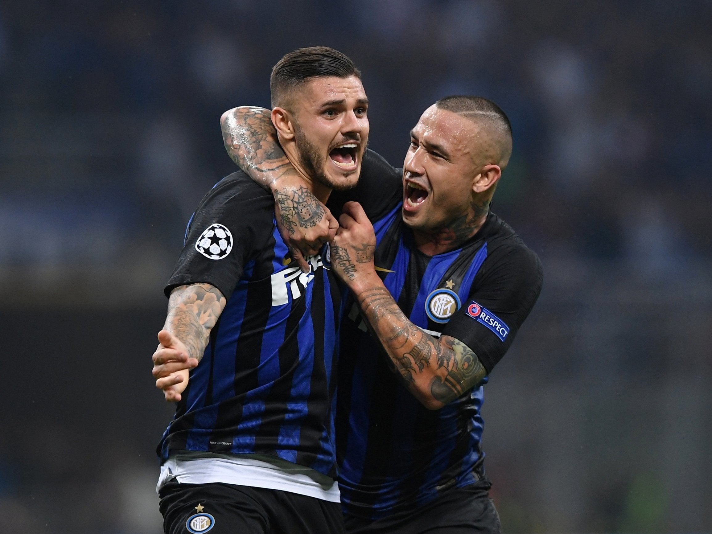 Mauro Icardi celebrates his equalising volley