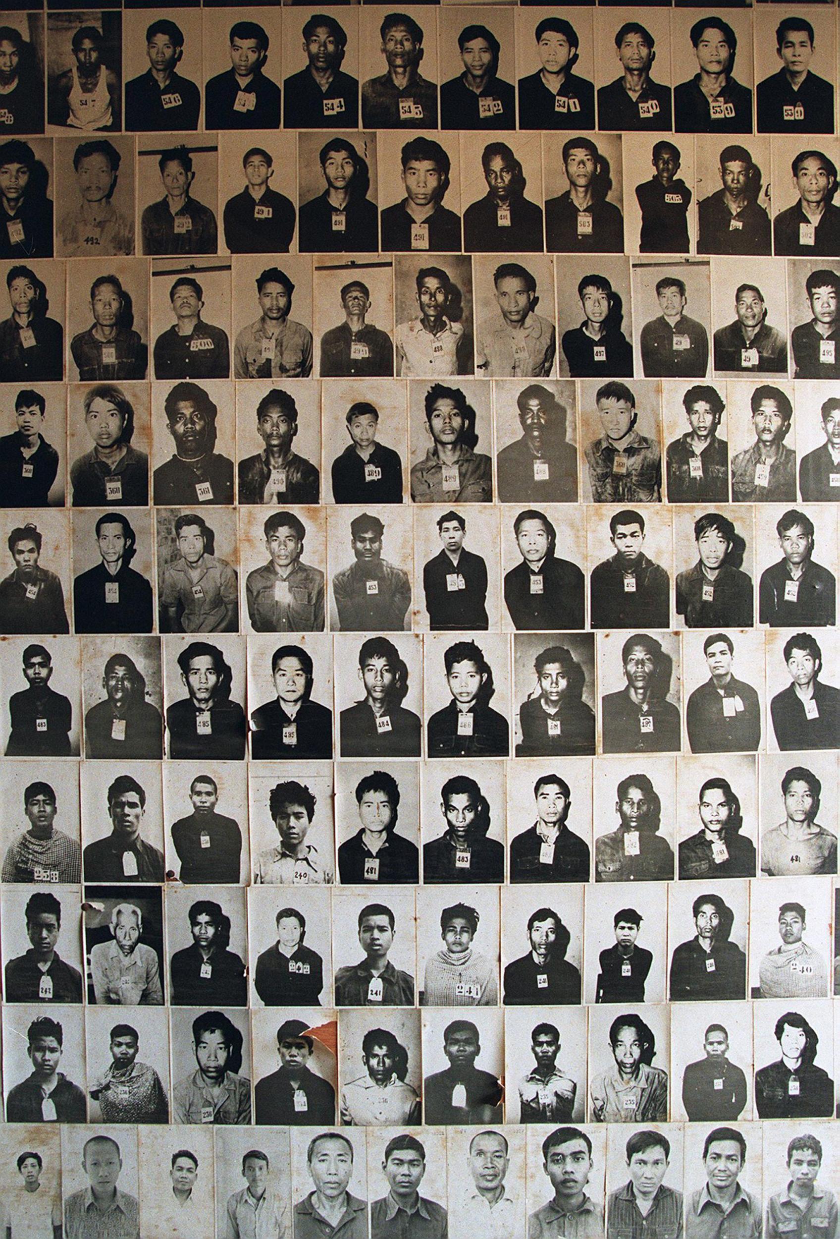 Victims of the Khmer Rouge, displayed at the Toul Sleng genocide museum