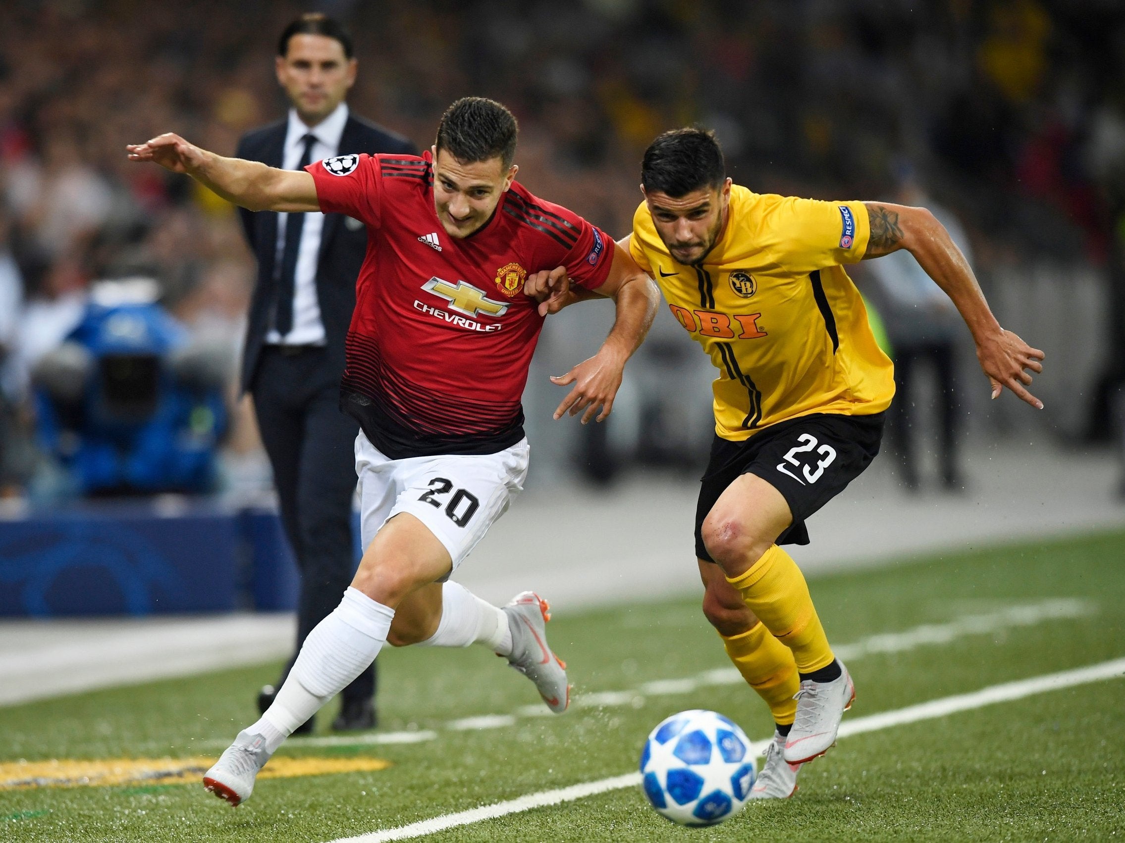 Diogo Dalot made several rampaging runs down the right