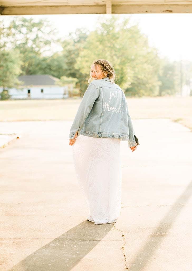 The bride's mum decorated a jean jacket (Danielle Riley Photography)