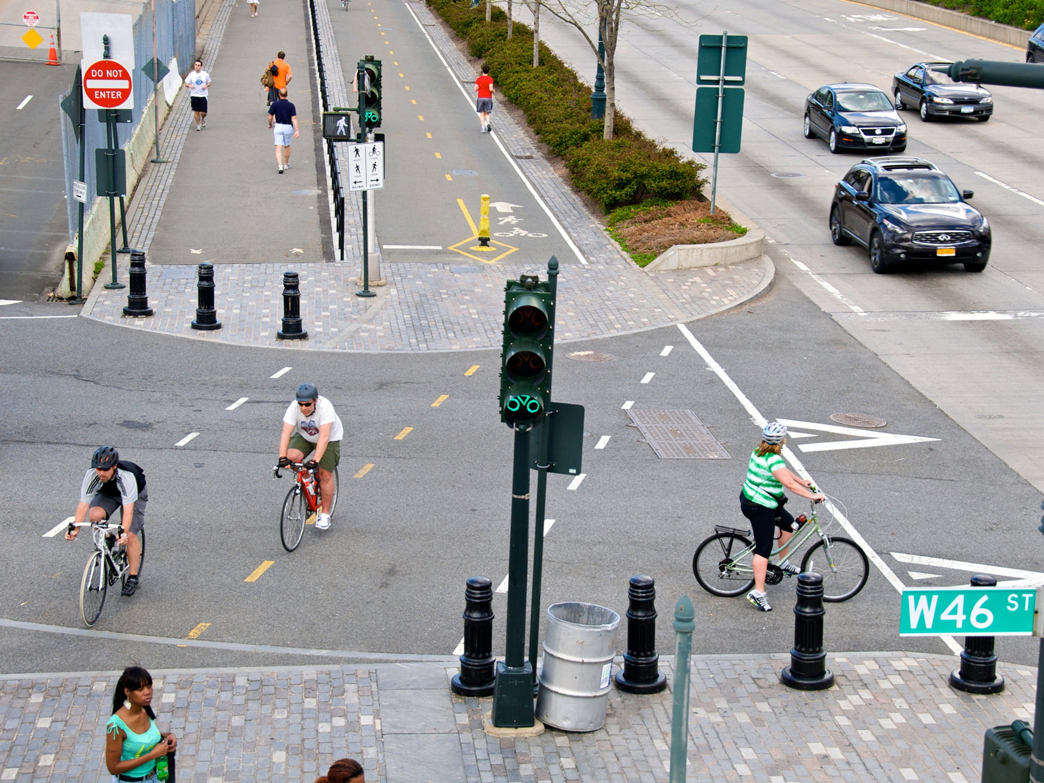 Highway engineers should ensure that cycle tracks are wide enough for bicyclists to travel with enough width to pass