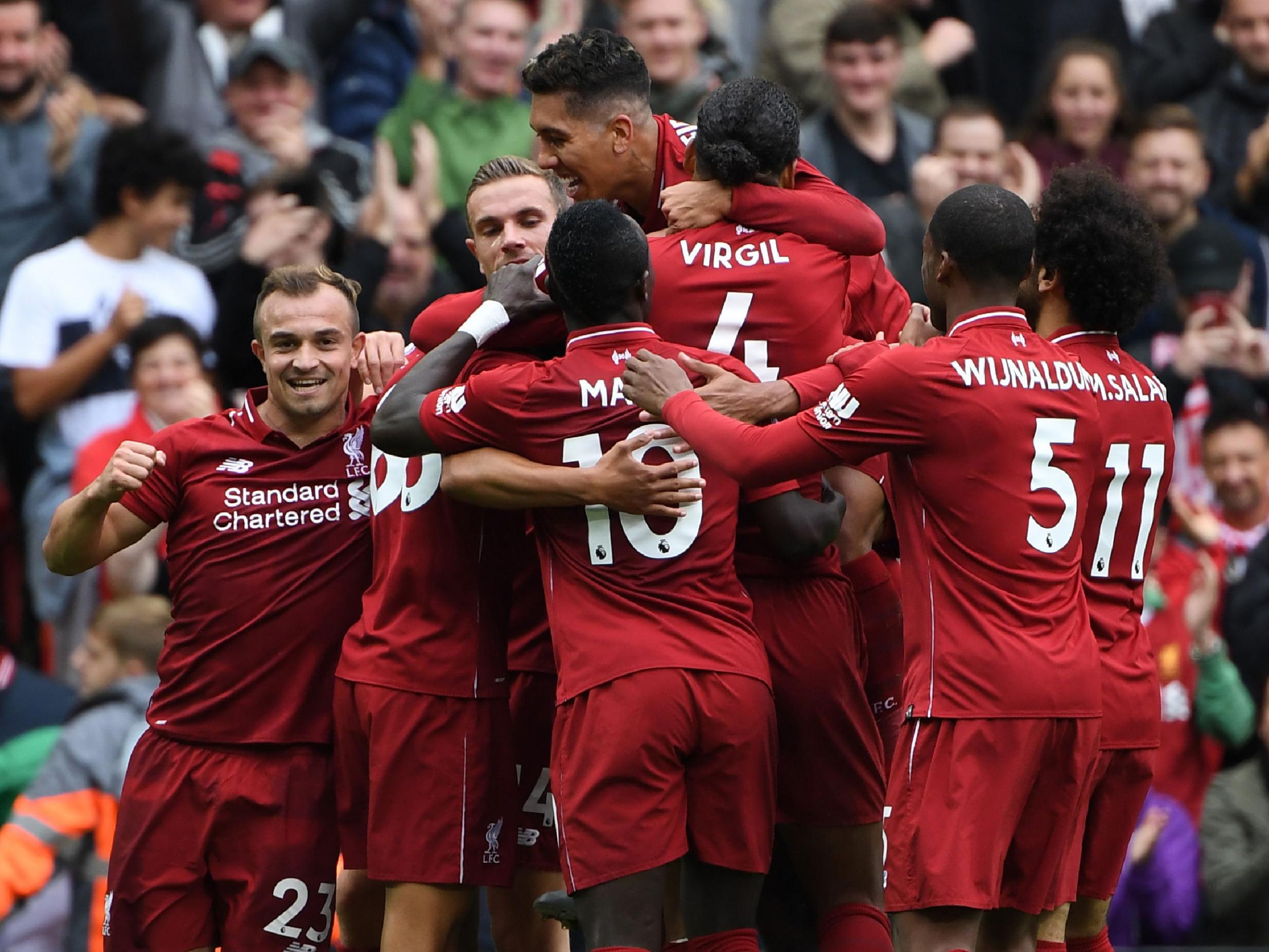 Liverpool celebrate Joel Matip’s goal against Southampton