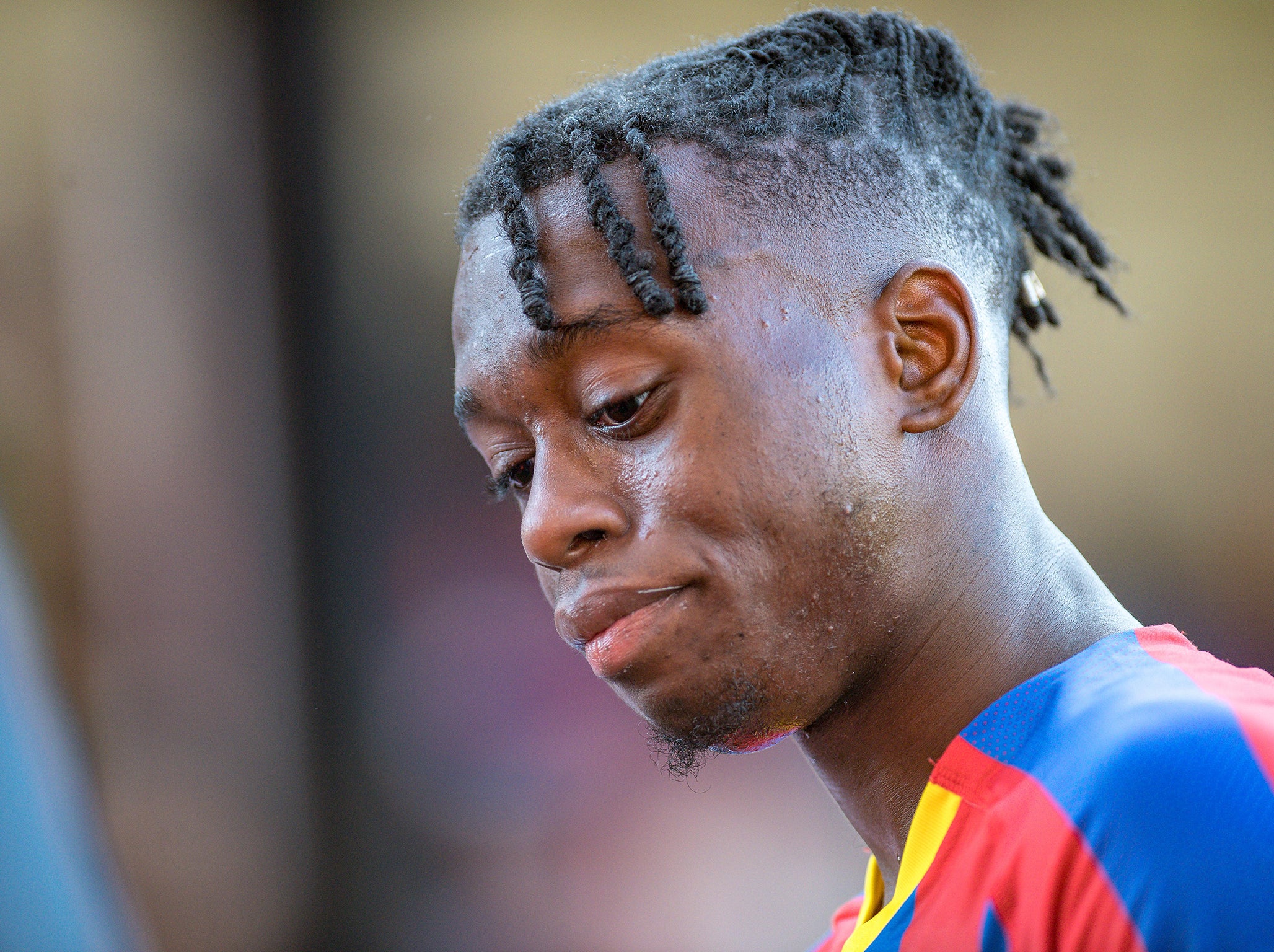 Aaron Wan-Bissaka was struck with a bottle