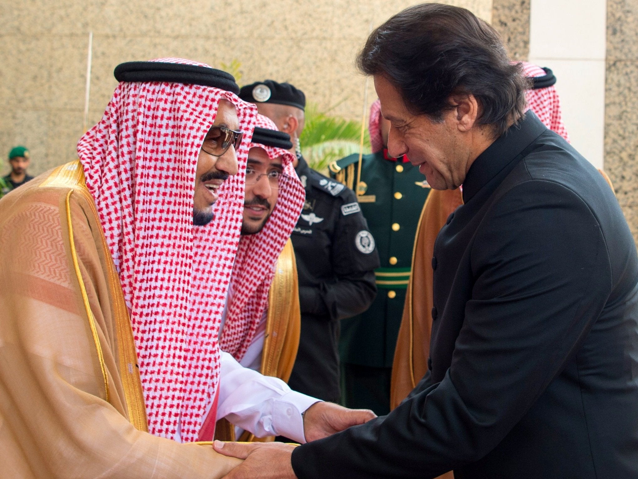 Saudi King Salman bin Abdulaziz Al Saud receives Pakistani prime minister Imran Khan in Jeddah