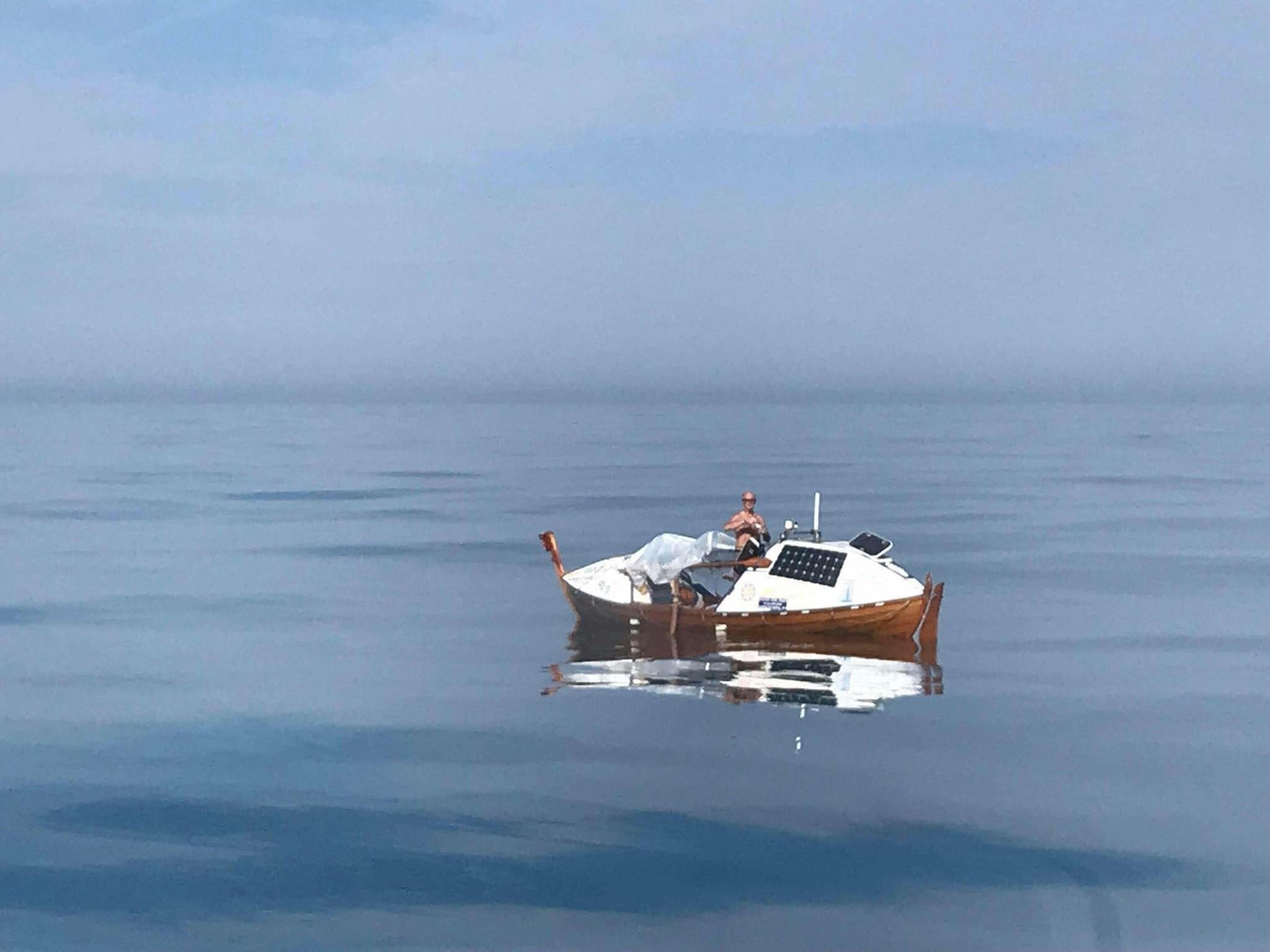 Hutchison spent three years building his 23ft wooden rowing boat