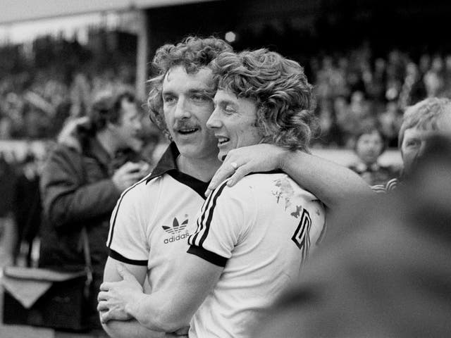 Beattie (left) and Clive Woods during Ispwich Town’s ultimately successful FA Cup campaign of 1978