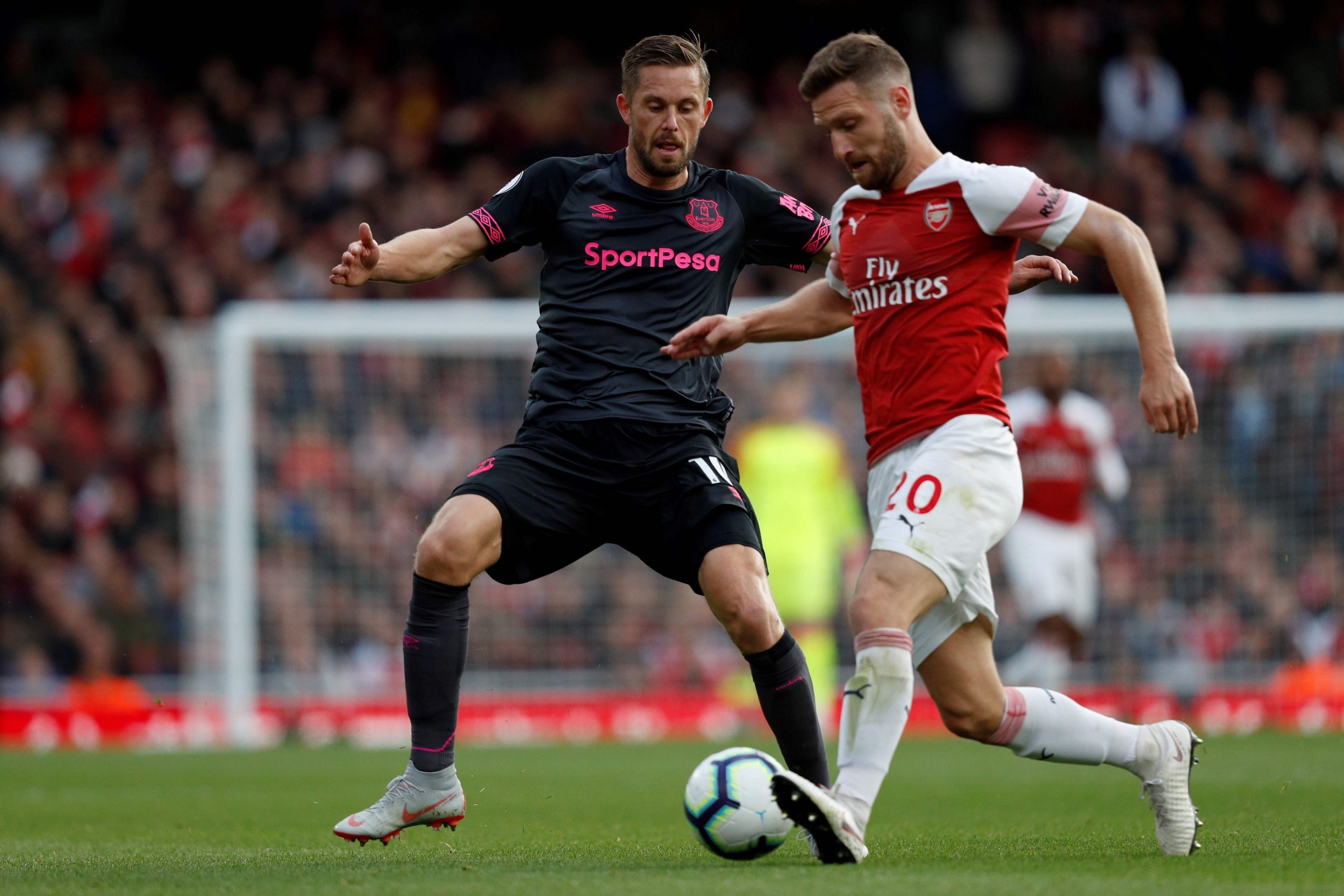 The German in action for Arsenal against Everton